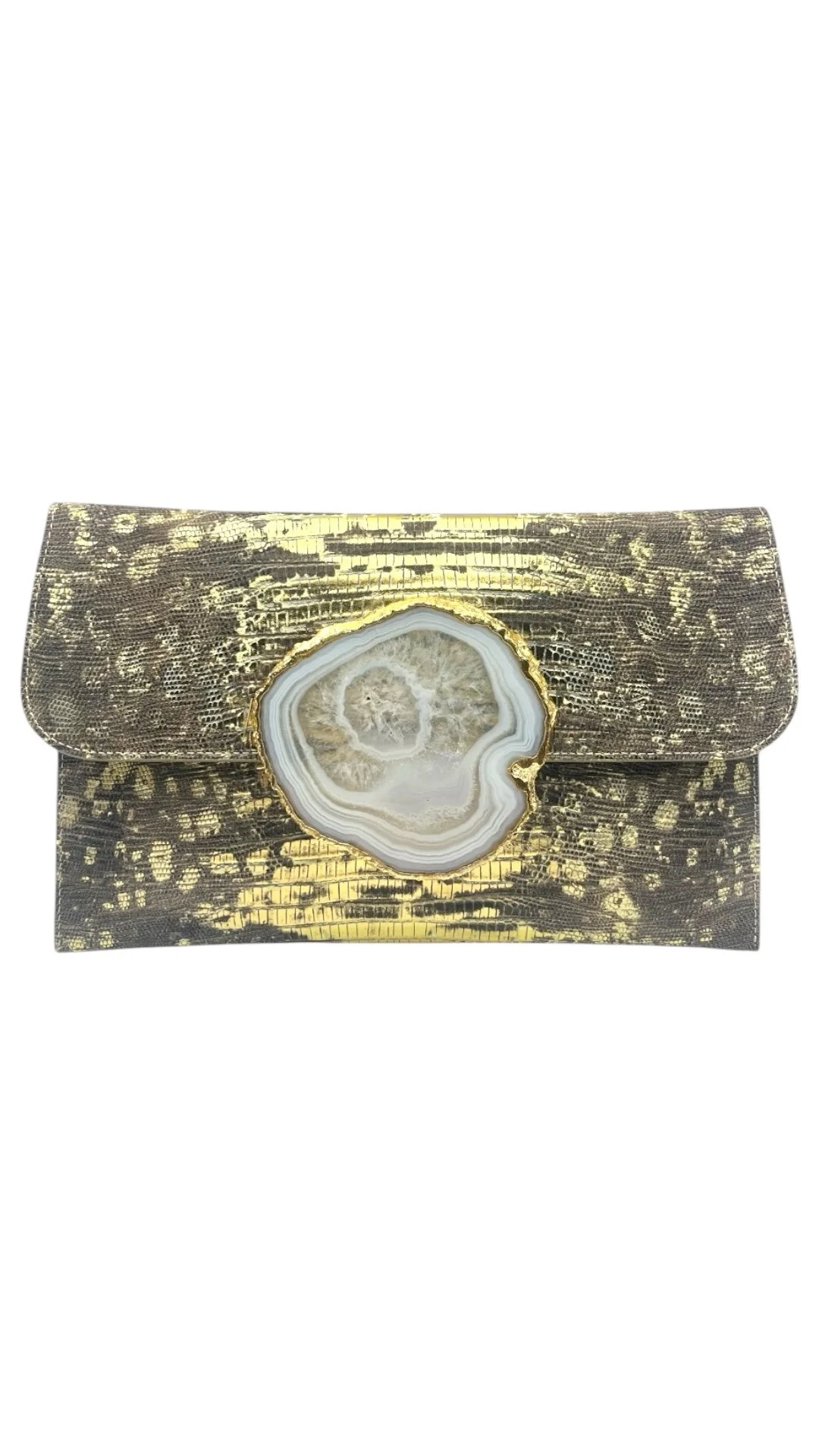 Geode purse- taupe and gold