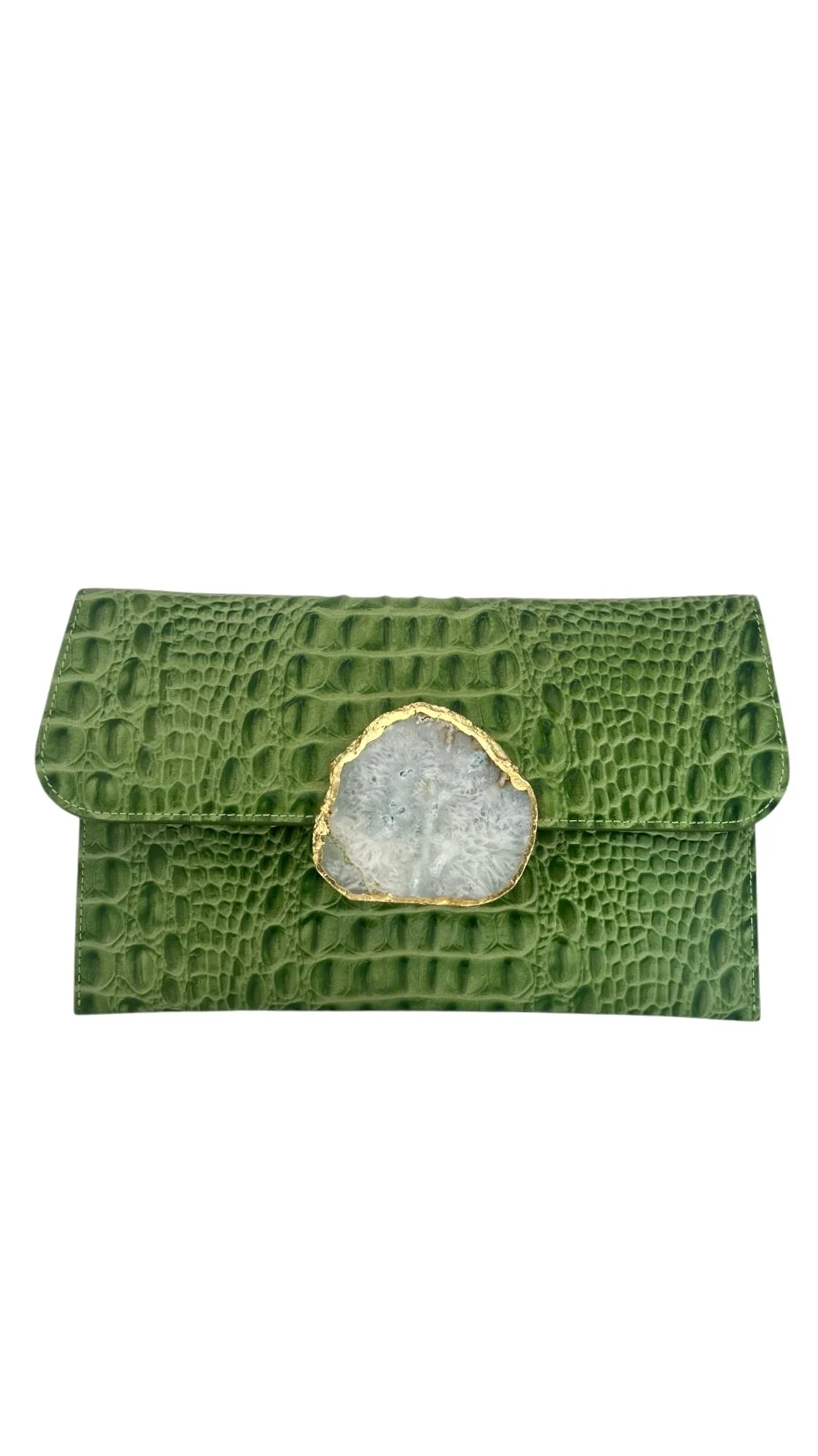 Geode purse- green croc
