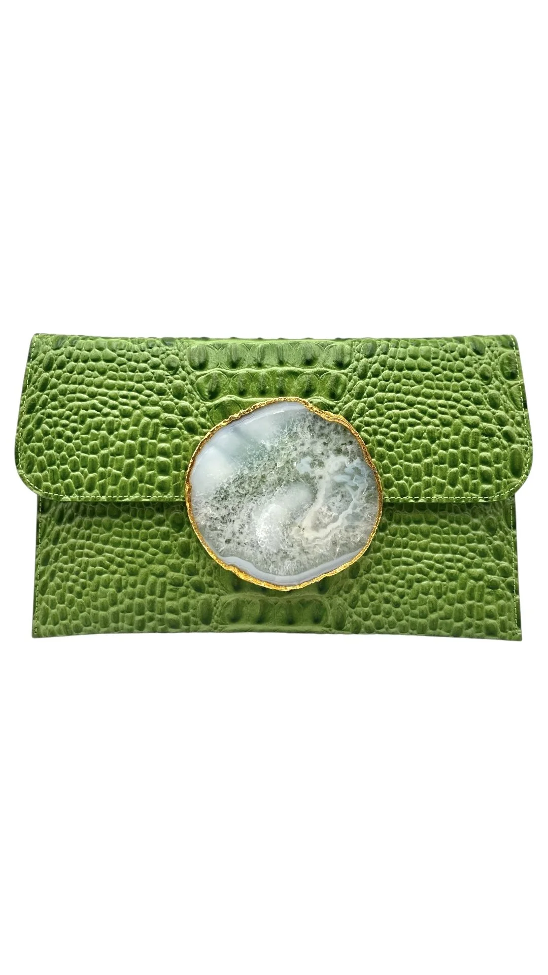 Geode purse- green croc