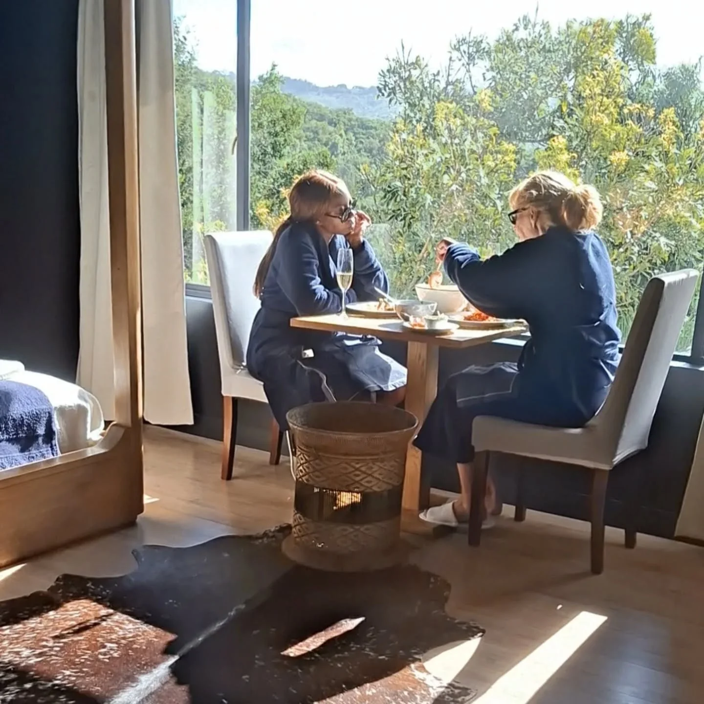 Incredibly special moments between friends sharing a bowl of food after their treatments. The sun steaming in, making an Autumn day so cosy