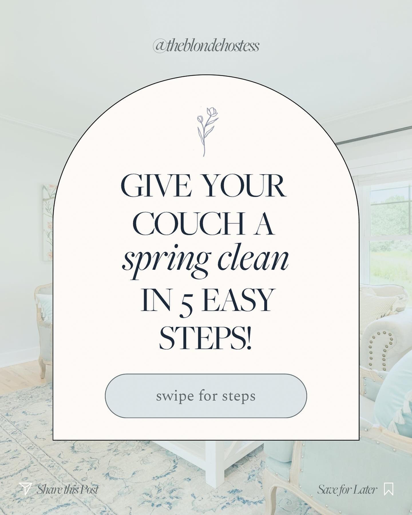 Give your couch a spring clean in 5 easy steps! 🧼🛋️

#springcleaningtips #springclean #instacleaning #homecleaninghacks