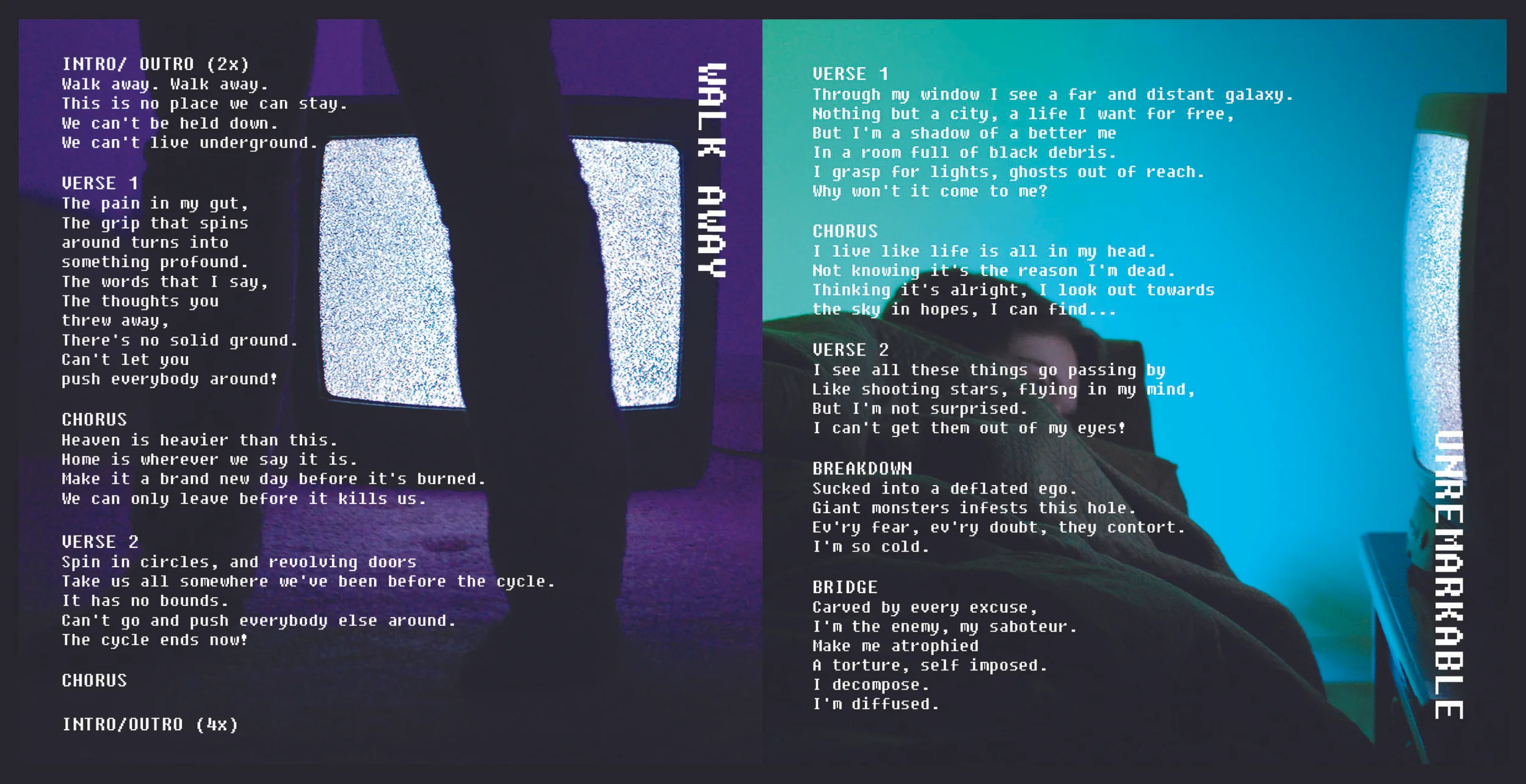   Blindside Drop LIAR Album Booklet 4  (2015)  Layout in InDesign, Photos taken by yours truly ( ;] ) with a Nikon d60, Photos edited in Bridge and Photoshop 