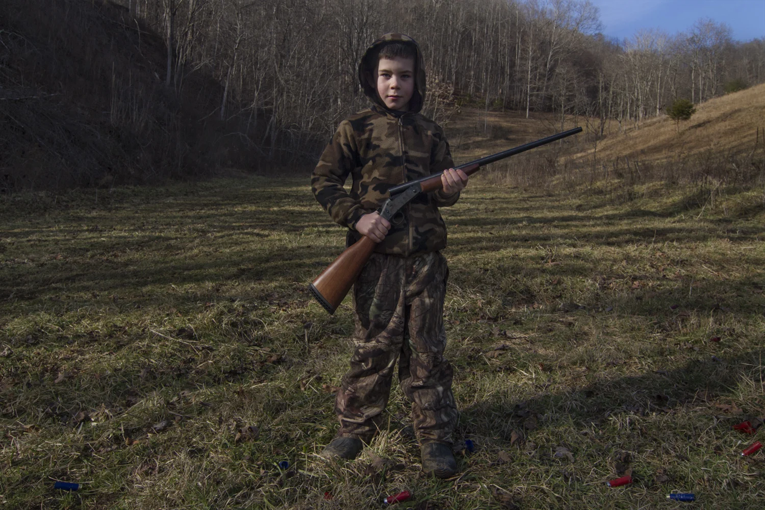 Rob Amberg . January 1, 2014. Gus Hess at the Annual Skeet Shoot, Sprinkle Branch, Madison County, North Carolina.