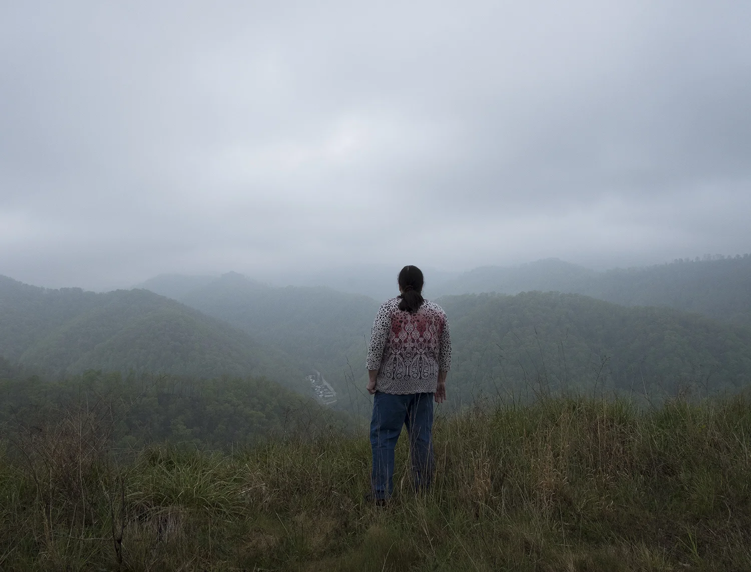 Roger May . April 23, 2016. Aunt Rita along the King Coal Highway, Mingo County, West Virginia.