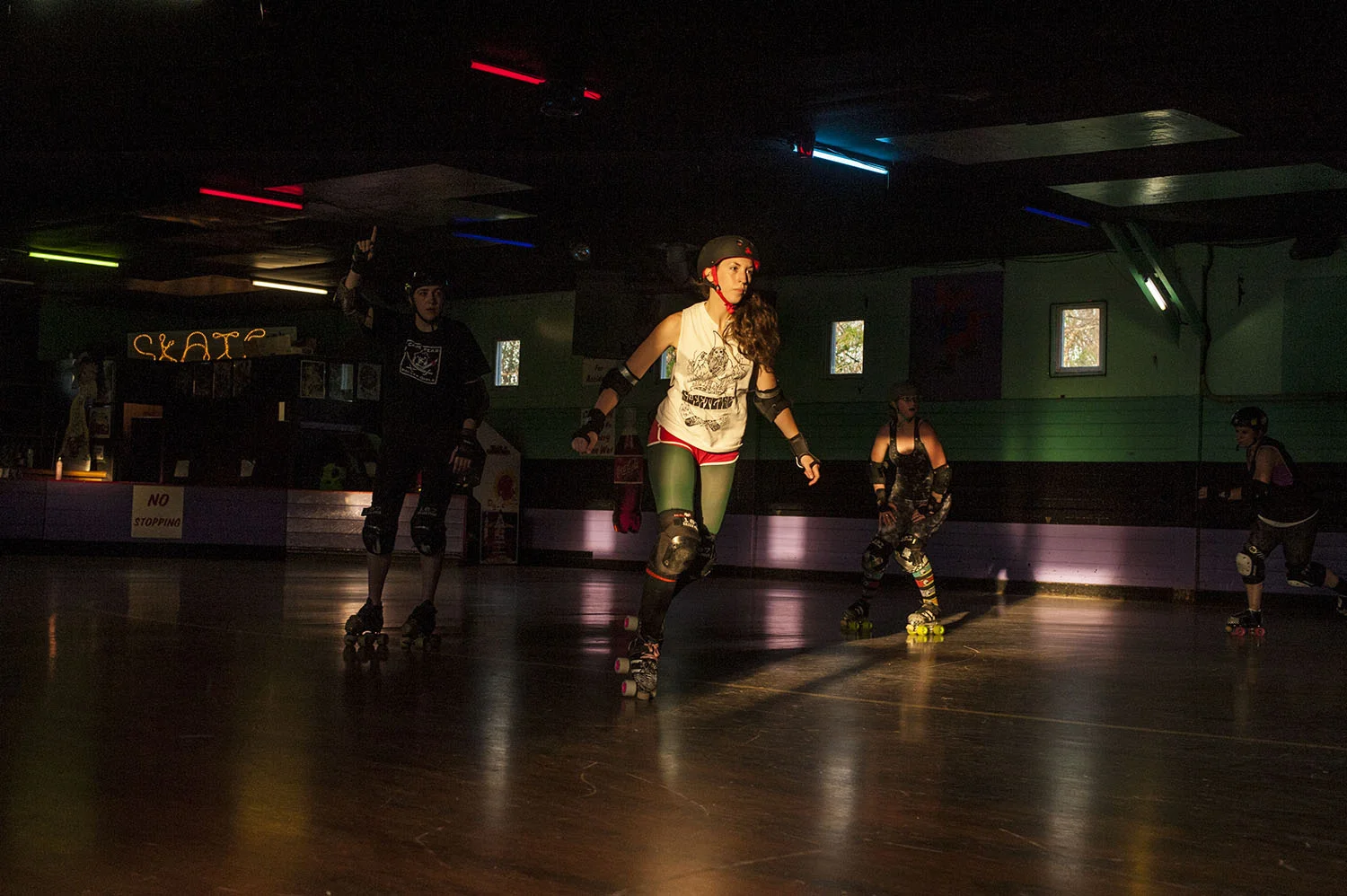   Raymond Thompson Jr. &nbsp;May 12, 2014. The Morgantown Roller Vixens practice at Skate A Way in Fairmont, Marion County, West Virginia. 