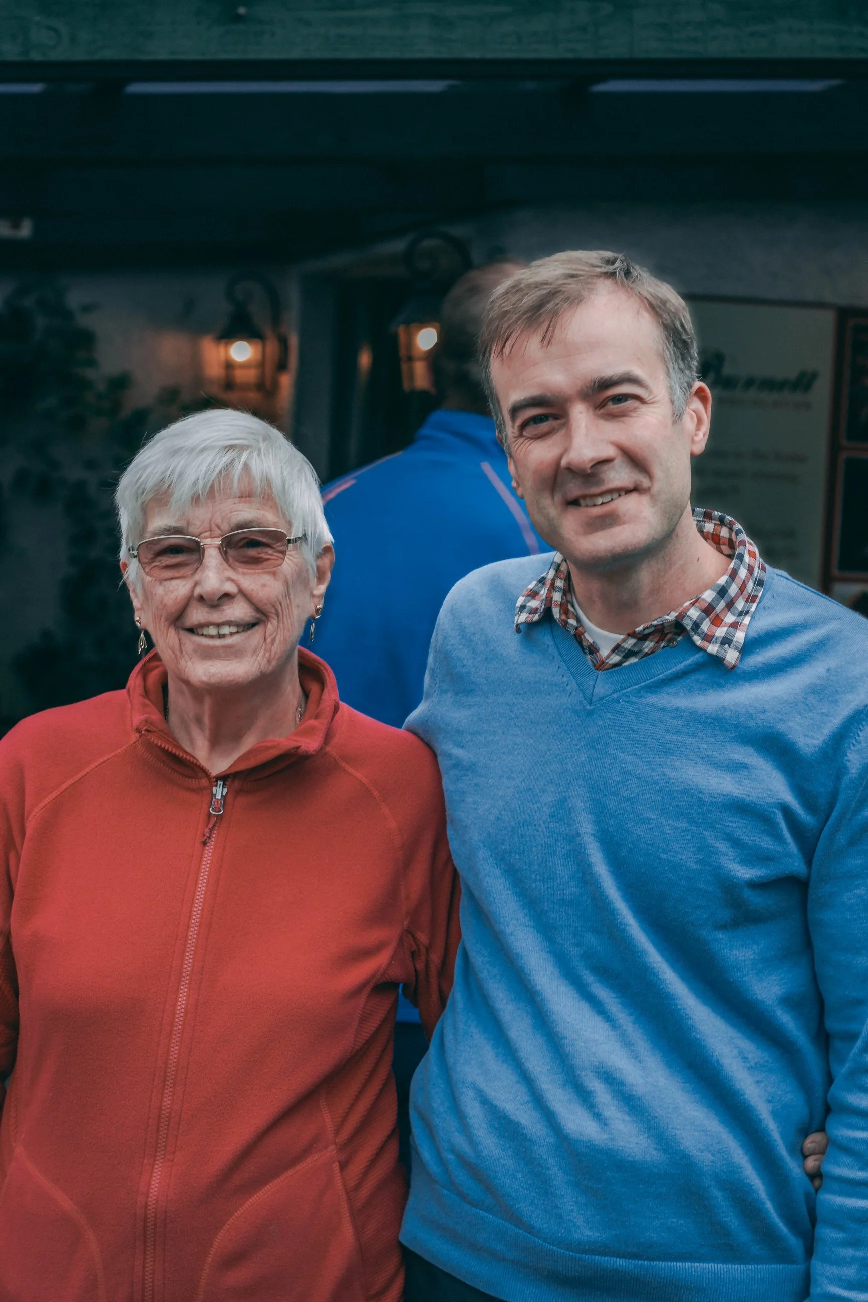 Portrait of two men smiling together outdoors, portrait photography by Everlux Photo Co.
