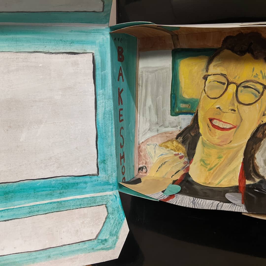 Gail S. Kotel      Lisa Bakes Oil on Cake Take Out Box 10x10x4 2021.jpg