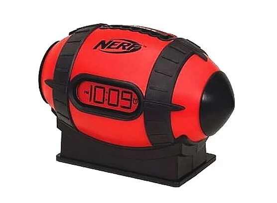   The Nerf football alarm clock.   The Nerf football alarm clock is the ultimate  alarm clock  for  football  enthusiasts around the world. It’s great for both  kids  and adults alike and it’s cool football design will look great inside any football 