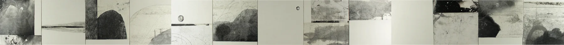 Thirteen Moons, 2008, Sumi Ink and Mixed Media on Panel, 6"x78" Private Collection, Columbus