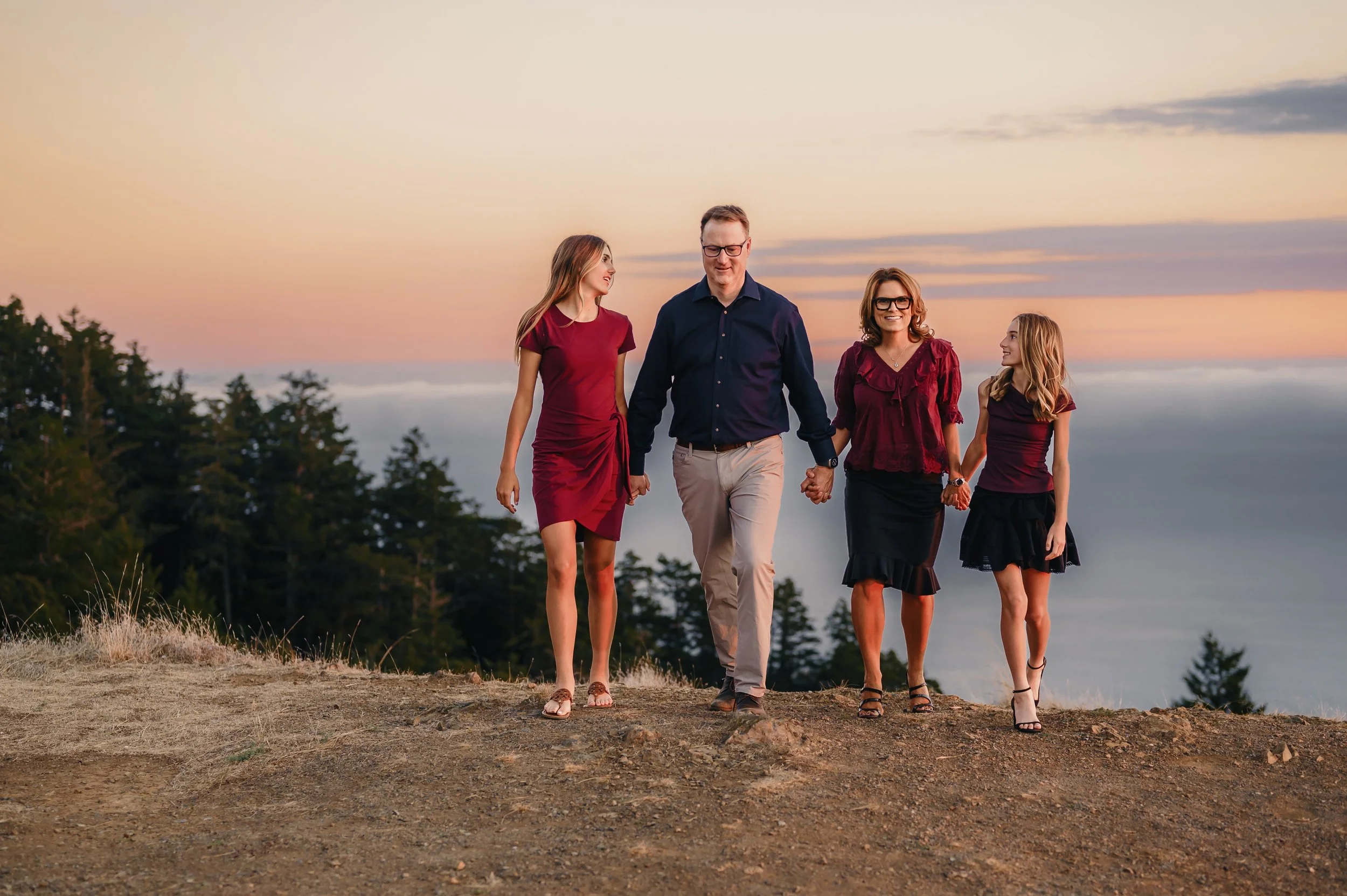 Golden hills in Marin County during a fall family photo session.