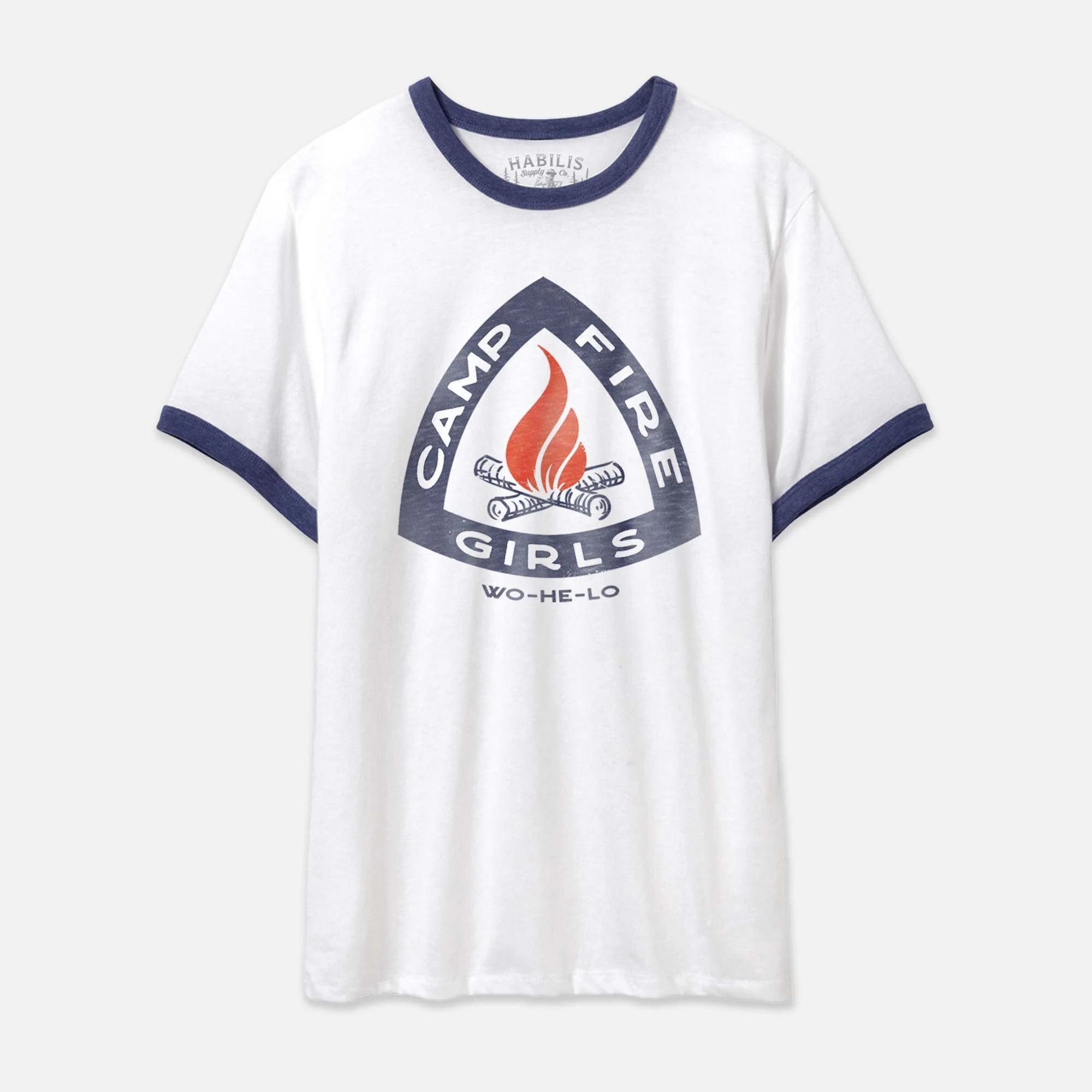Camp Fire Girls - Adult Unisex White Crew Neck Ringer T-shirt