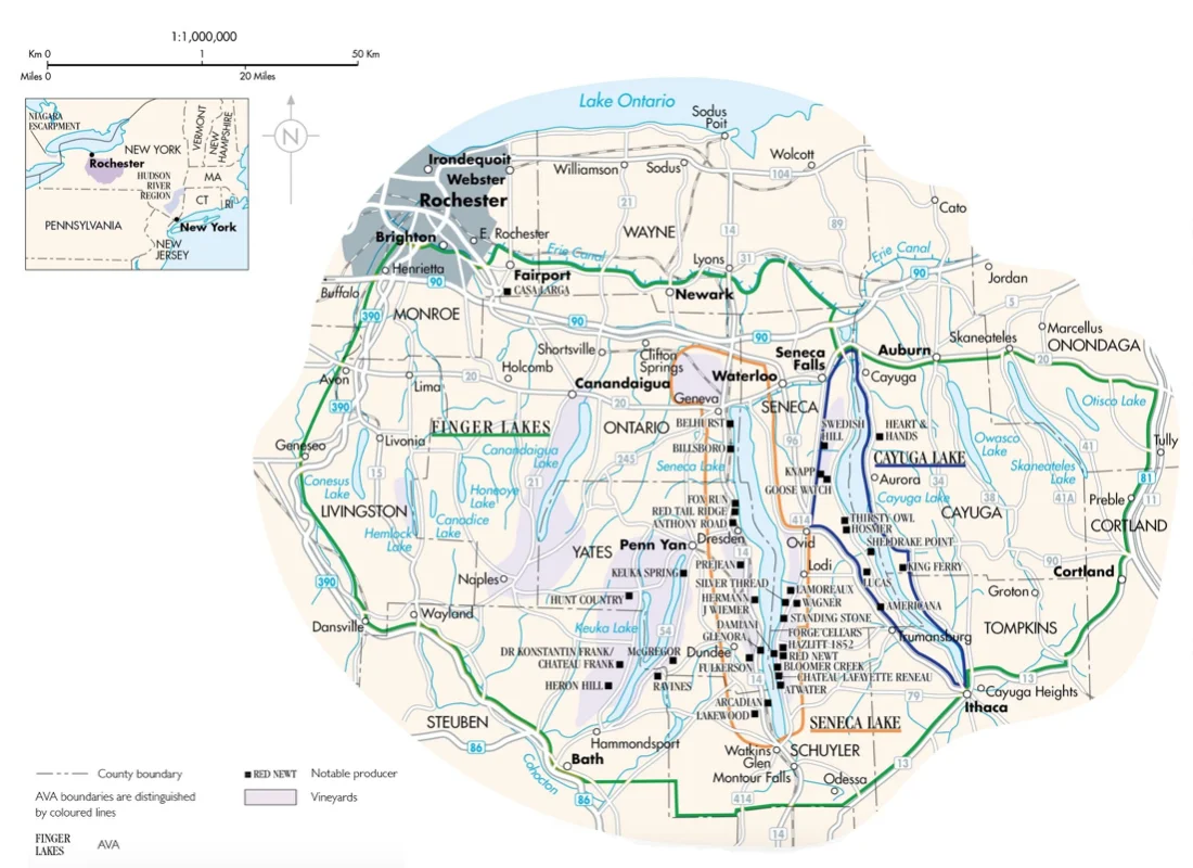 Map of the Finger Lakes AVA
