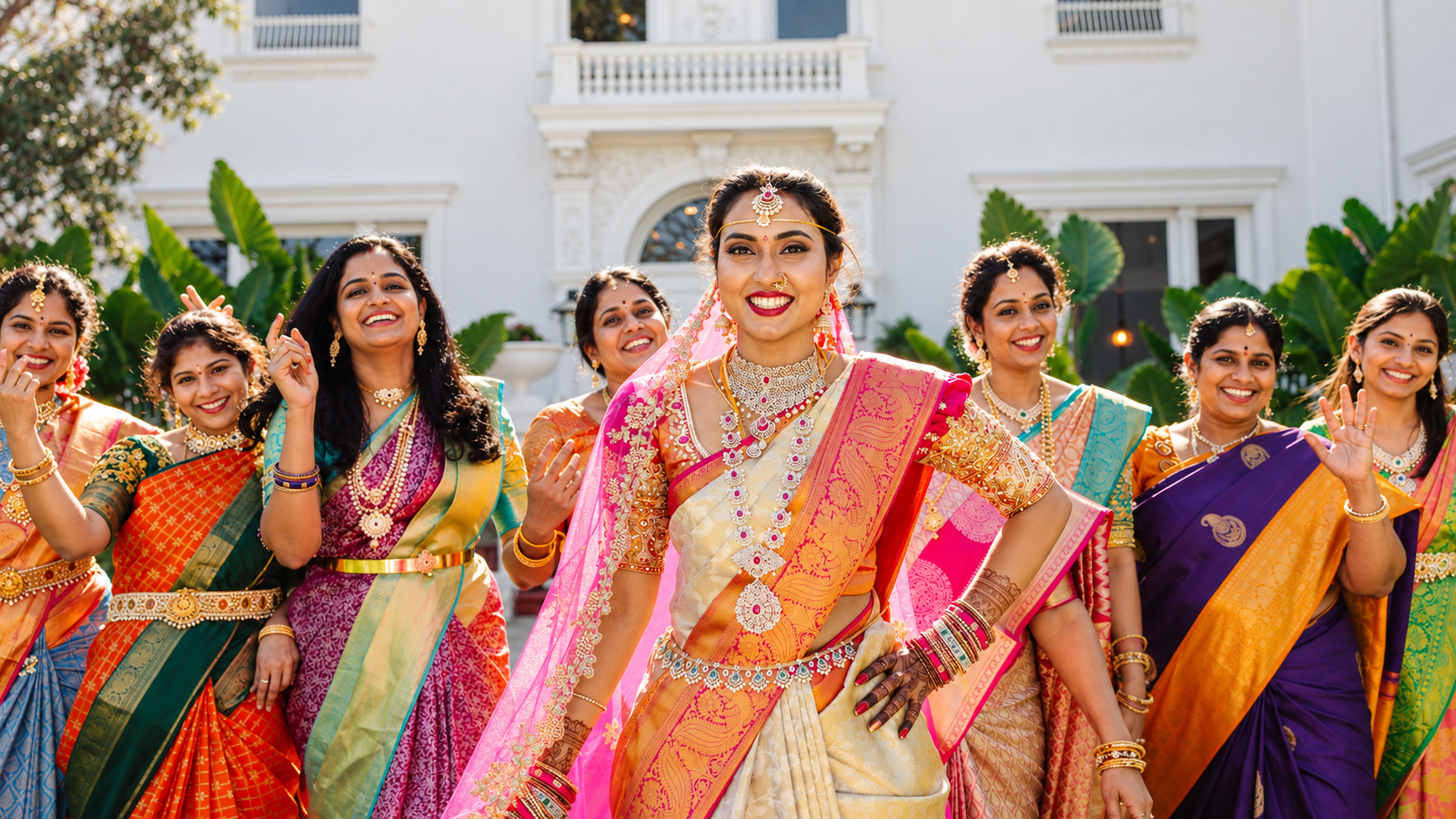 Indian Bride Celebrating with Family and Friends
