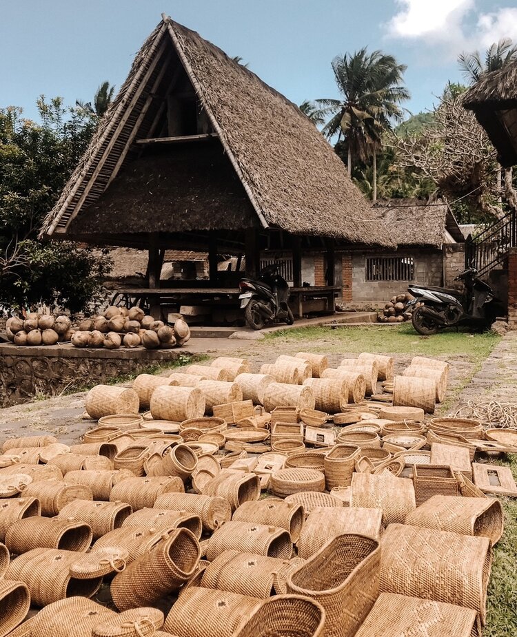 Rattan Bags Drying in the Sun