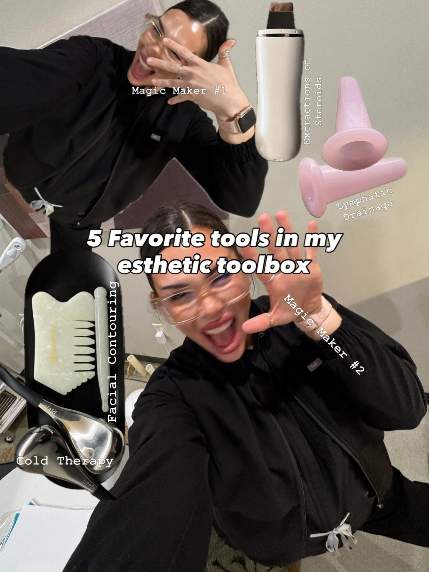 5 favorite tools in my esthetic toolbox that&rsquo;ll leave you drooling.. literally because you&rsquo;ll be fast asleep☁️9️⃣

Skin Spatula = Pores emptied
Suction cups = Fluid Drained
Cold Globes = Circulation stimulated
Gua Sha = Face contoured
My 