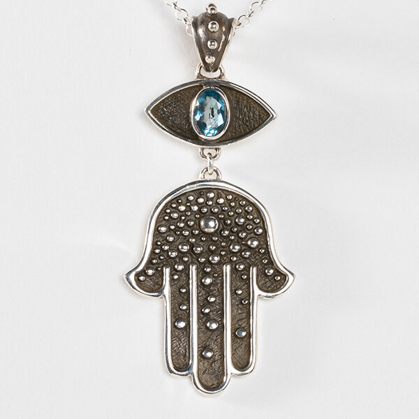 18\u201d Silver Lazurite 3rd Eye Chakra Necklace