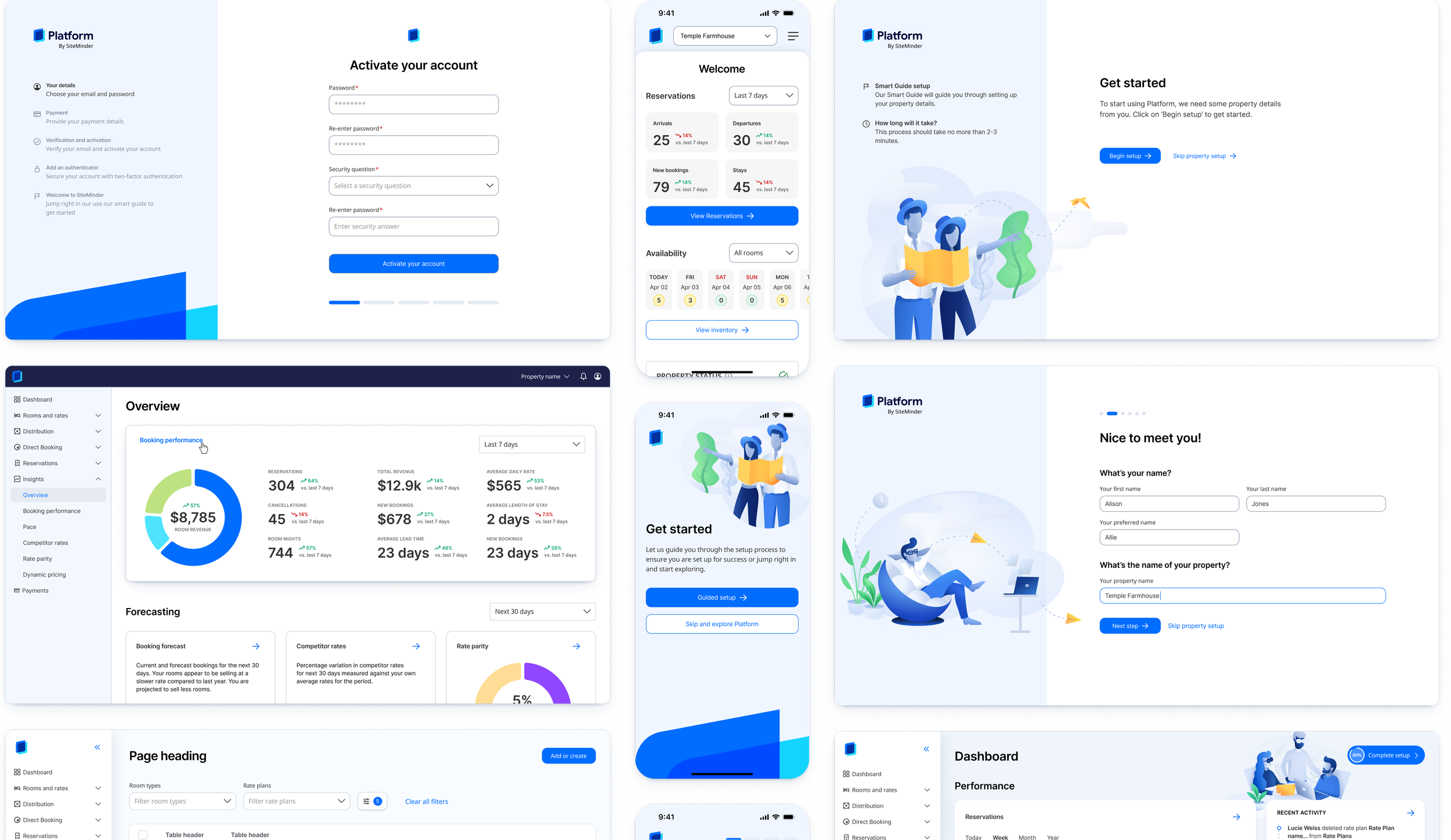 a selection of UI designs showing the overall look and feel