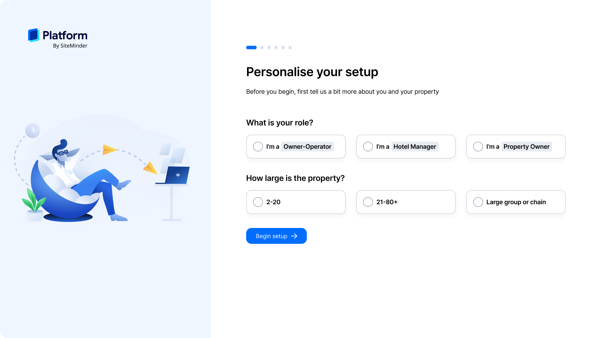 One step in the oboarding flow