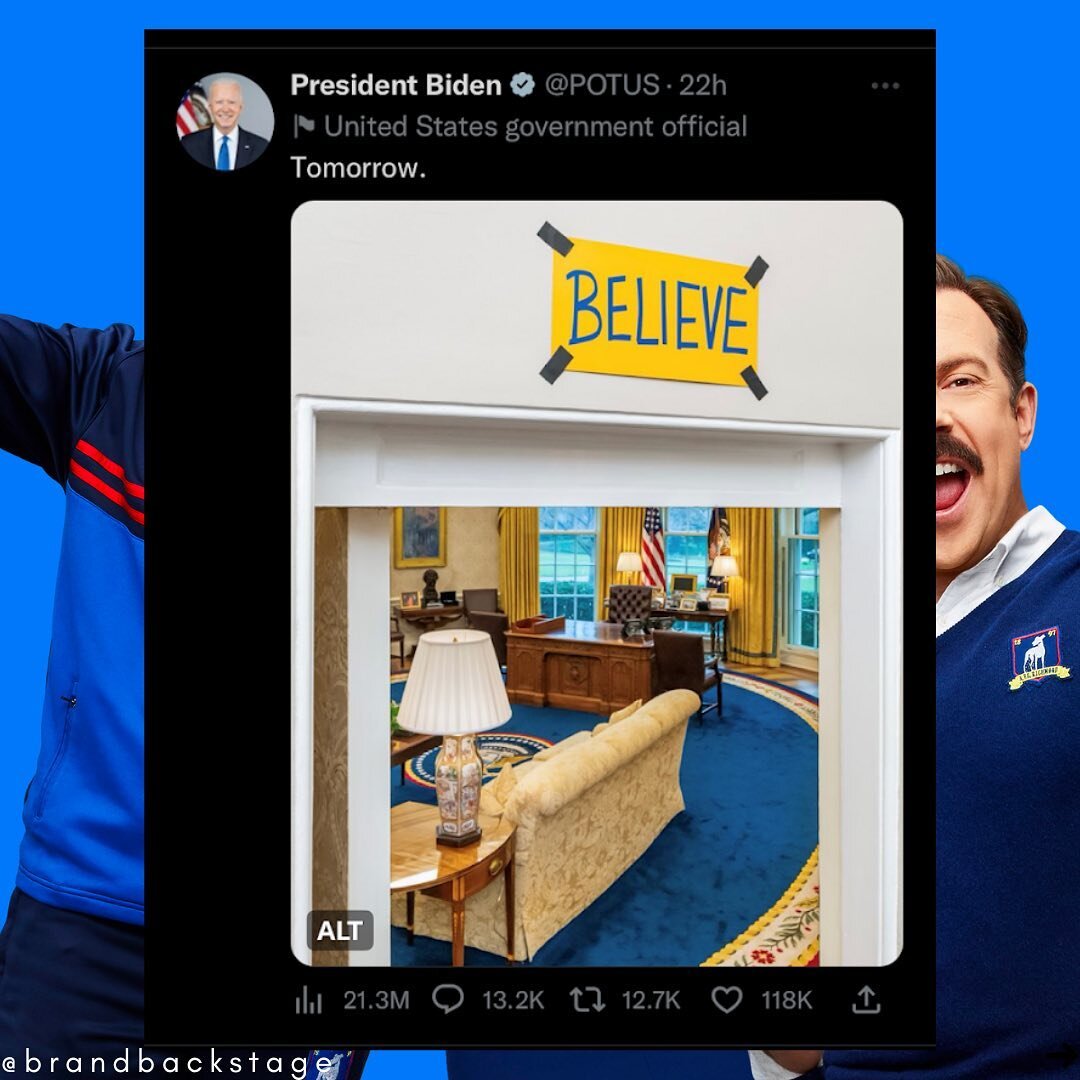 Well, I don't know who is the PR agency behind the activation, but what a project! 

To recruit President Biden as your launch campaign influencer, as AppleTV+ has done for Ted Lasso&hellip; could be quite controversial. But it seems like people are 