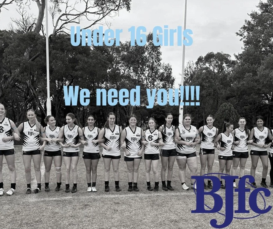 We are seeking girls born between 01/01/2010 and 31/12/2011 to play footy!

All welcome!

Only a few spots left.

For further information, please reach out to Emma at registrar@bjfc.com.au