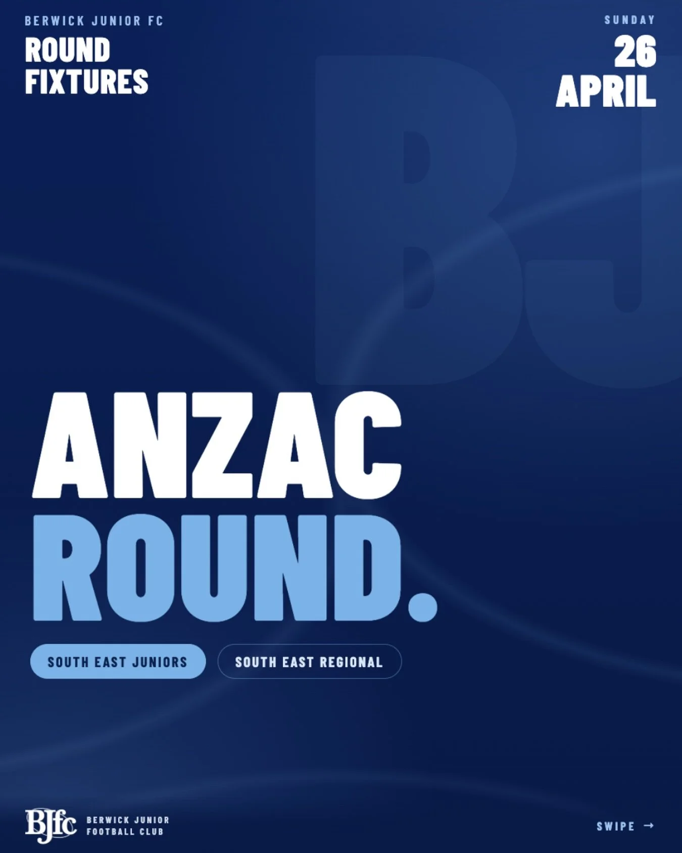 ANZAC ROUND /&nbsp;Sunday 26 April 🔵&nbsp;

Head to the link in bio for your fixture on PlayHQ

Let&rsquo;s go Wickers!&nbsp;

#GoWickers #BerwickJuniorFC