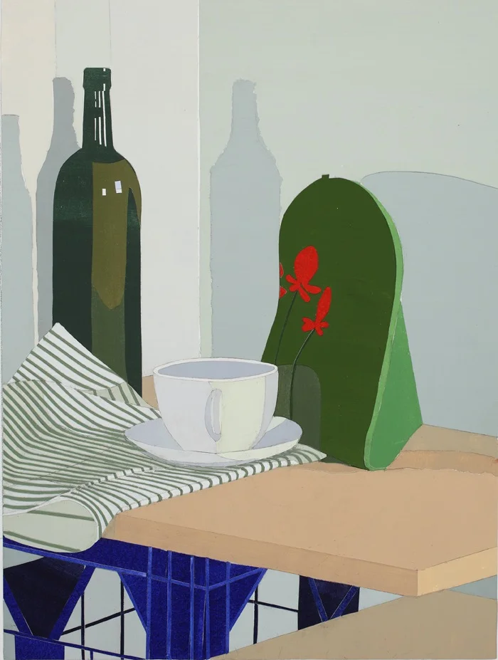 Tea Cosy, Acrylic on paper, collage on board, 53 x 40cm, 2011