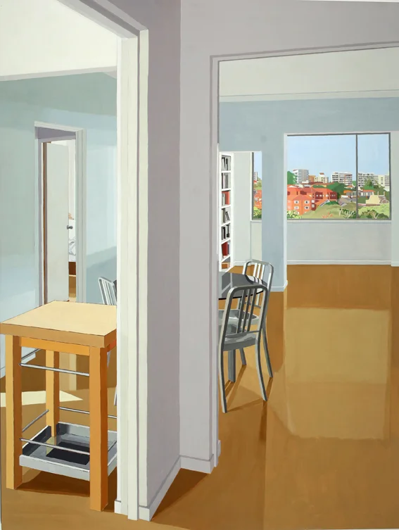 Turning the Corner, Acrylic, canvas, collage on board, 160 x 120 cm, 2019