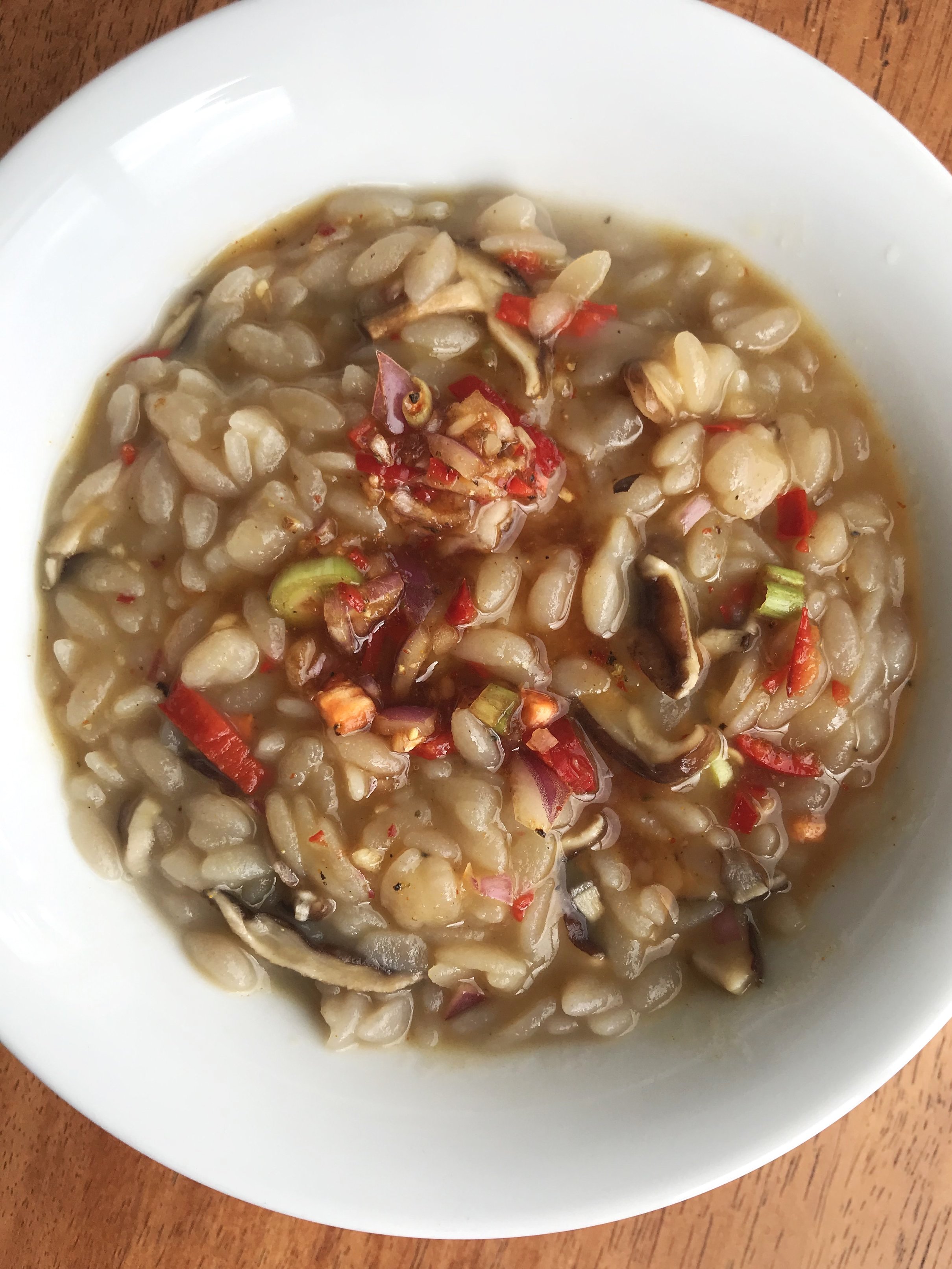 Try This Comforting Cassava Orzo Mushroom Porridge With Spicy Fish Sauce Dressing