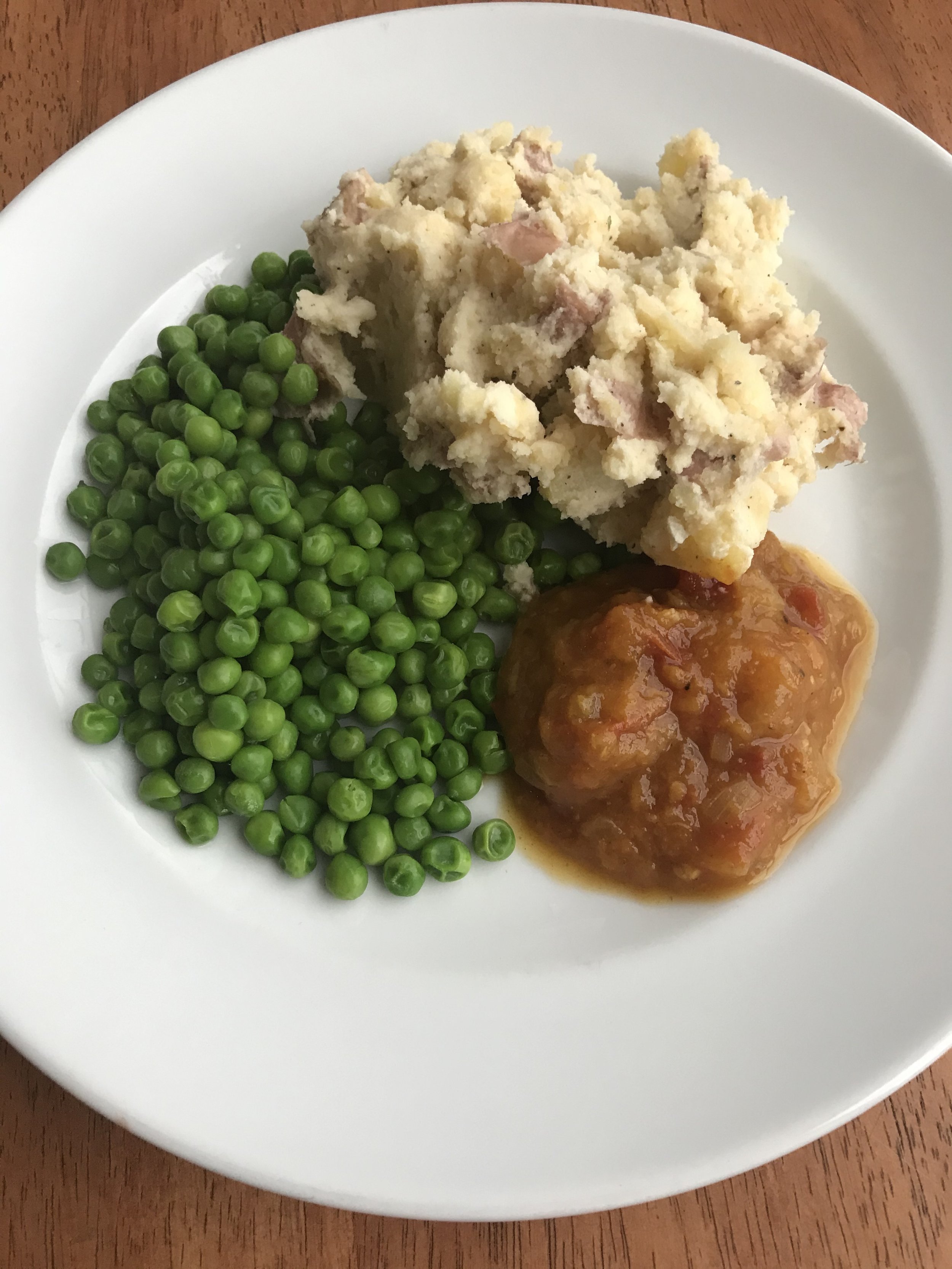 My Ultimate Comfort Food ... Mashed Potatoes And Peas With Homemade Mango Chutney