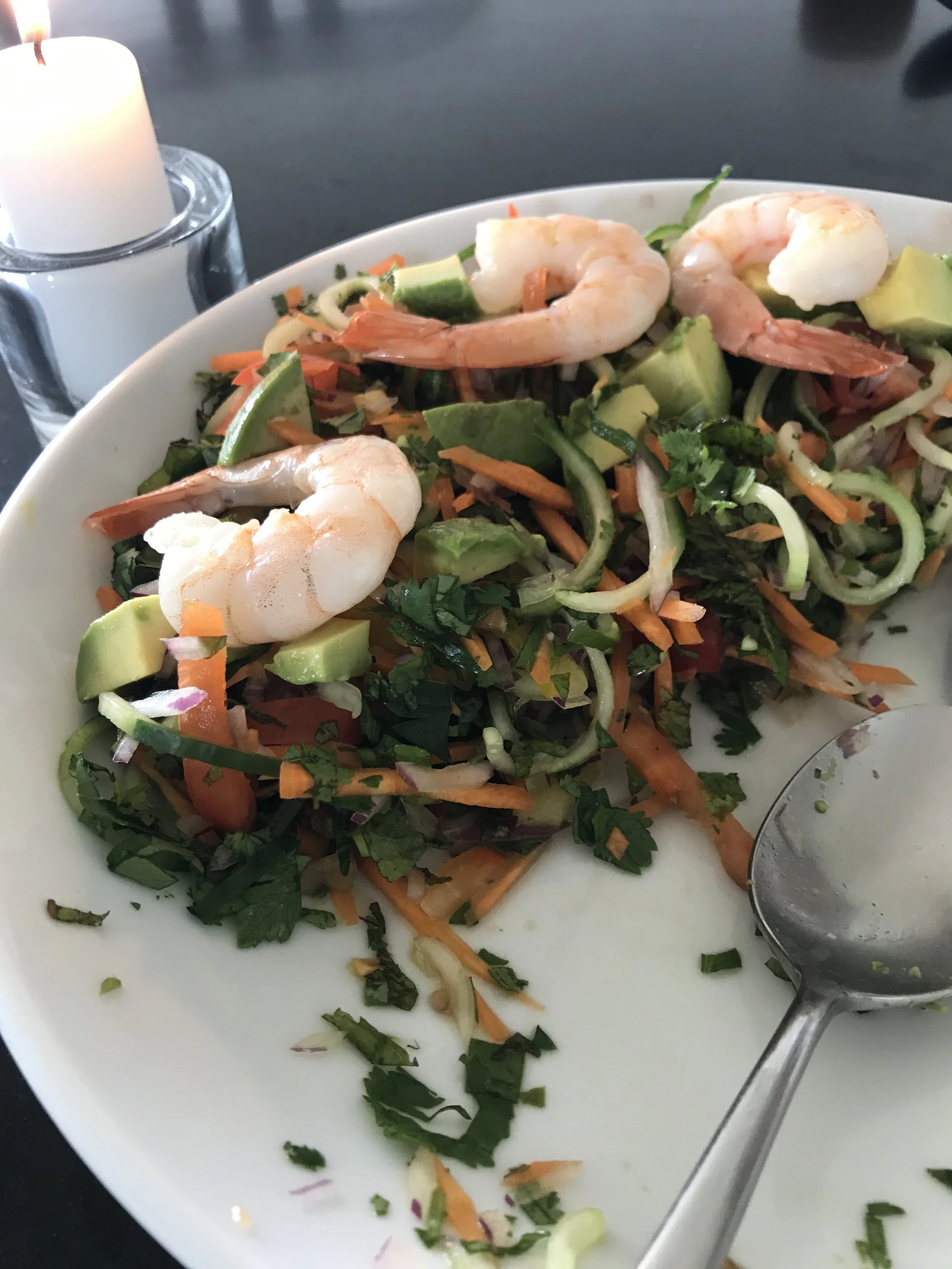 Here's A Celebratory Dish ... Prawn Salad With Honey Lime Dressing!