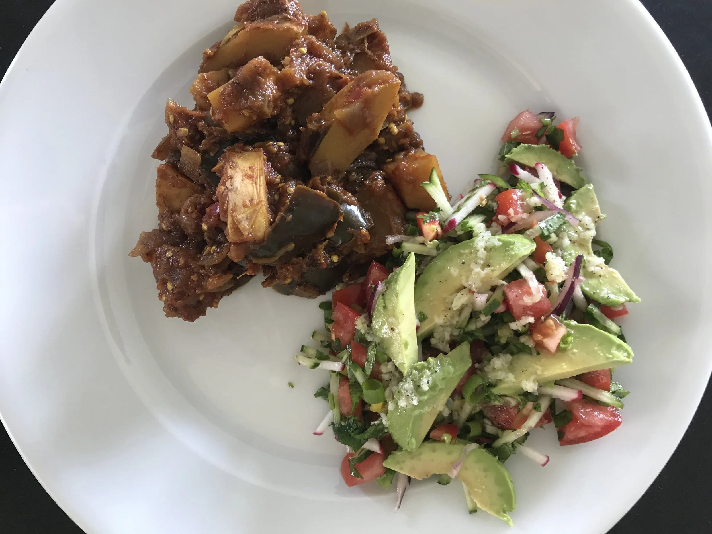 An Accompaniment To Aloo Baingan ... Avocado Salad!