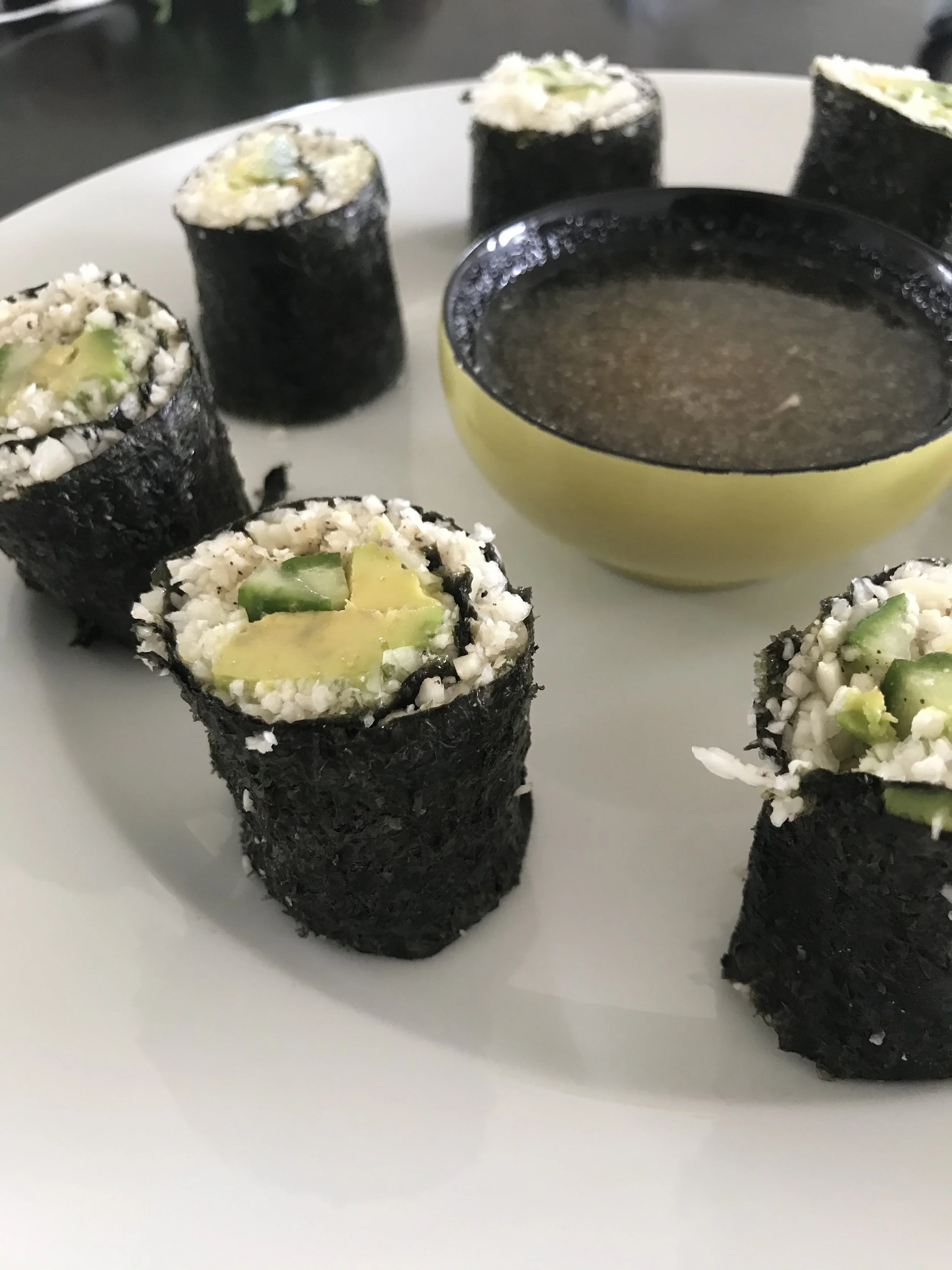 A Fun Finger Food That Looks Great And Tastes Even Better ... Cauliflower 'Rice' Nori Rolls!