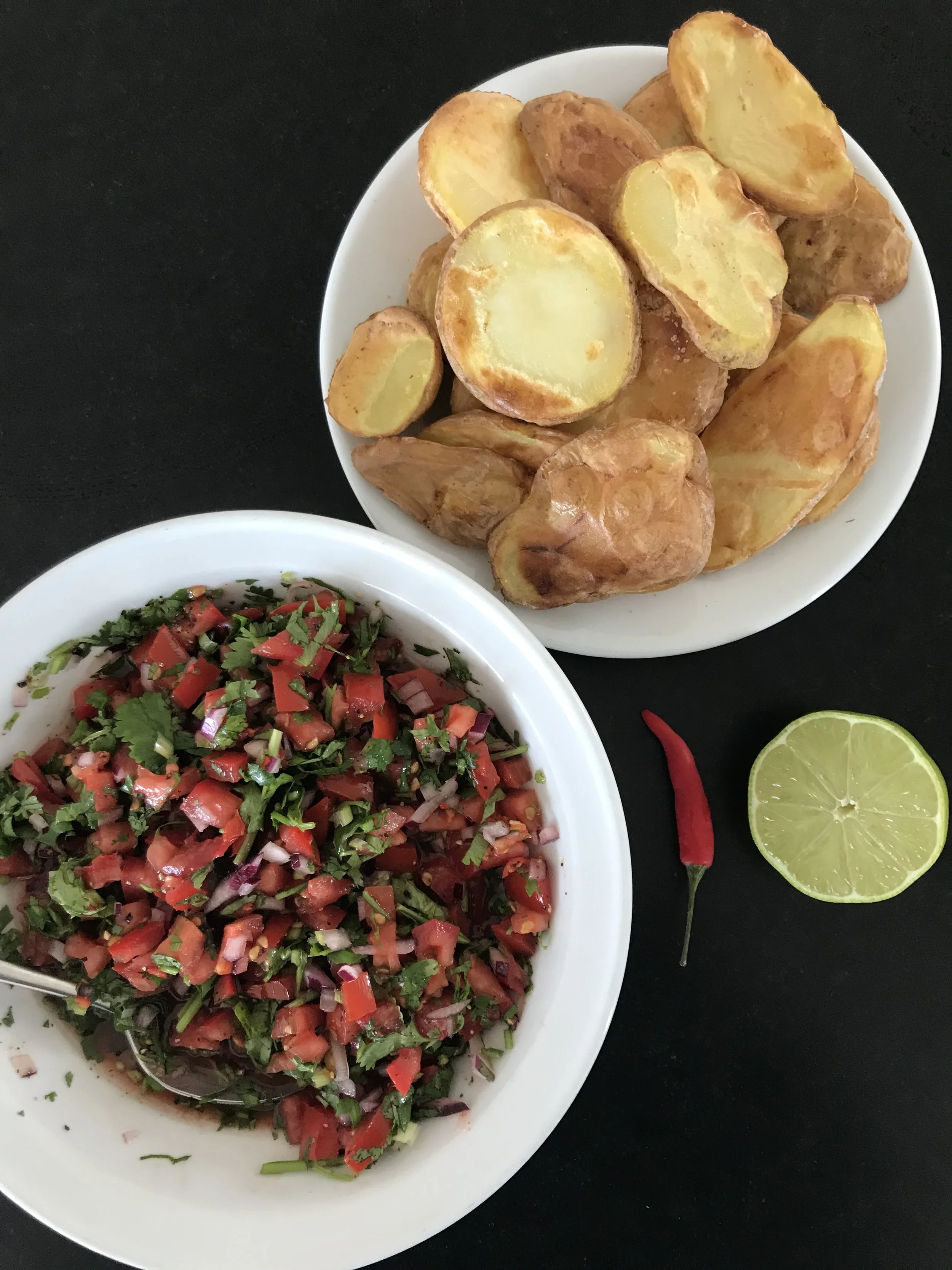 Simple And Delicious ... Air Fried Potato Rounds With Pico De Gallo!