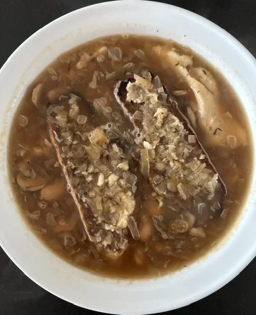 French Onion And Cannellini Bean Soup For Flavour And Warmth!
