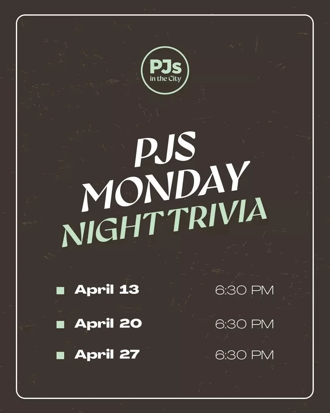 Mondays get a bad rap. We prefer to turn them into a battle of useless knowledge and questionable confidence.

PJ&rsquo;s Monday Night Trivia kicks off at 6.30pm, where someone in the team suddenly becomes an expert in 90s music, random capitals, and