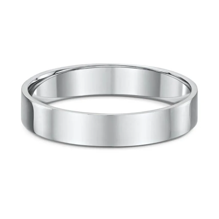 Mens White Gold Band 4mm
