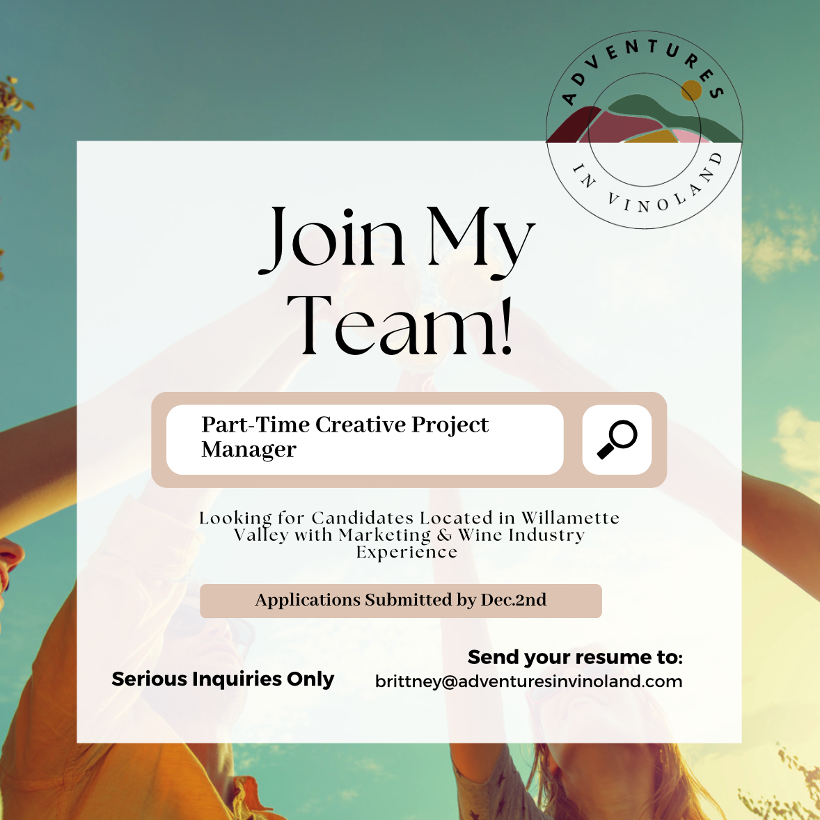 Now Hiring Adventures In Vinoland
