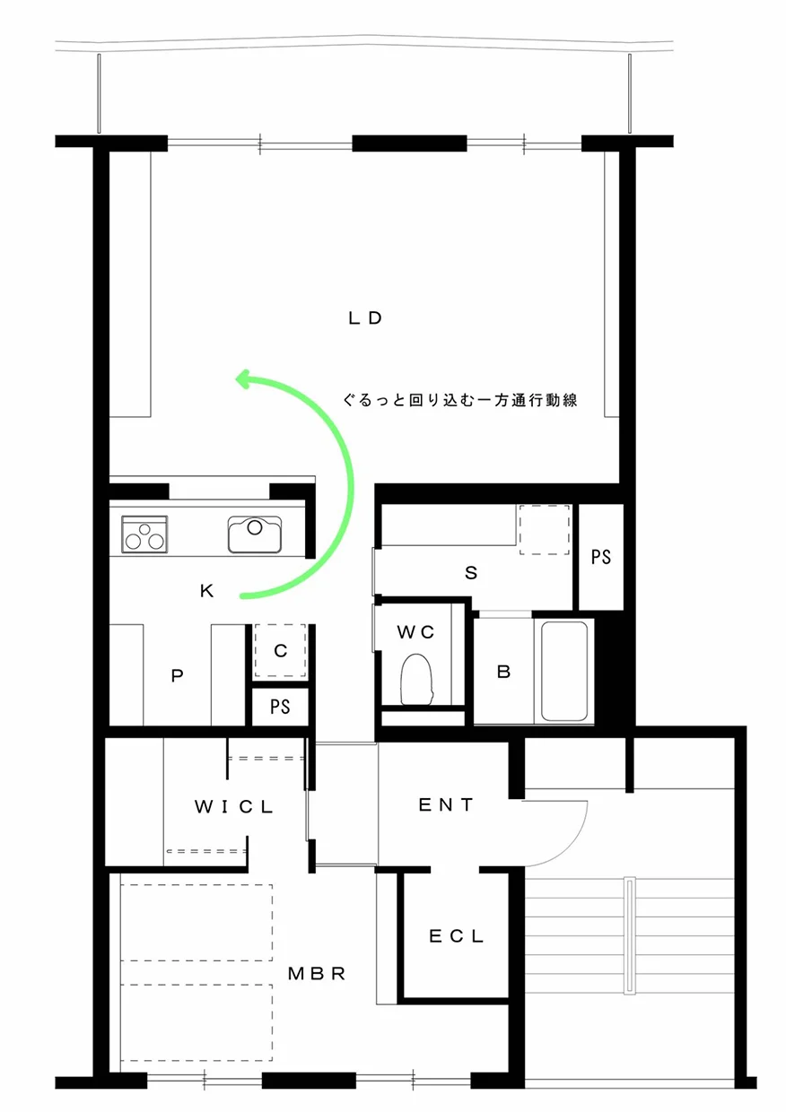 当初希望された対面型キッチン