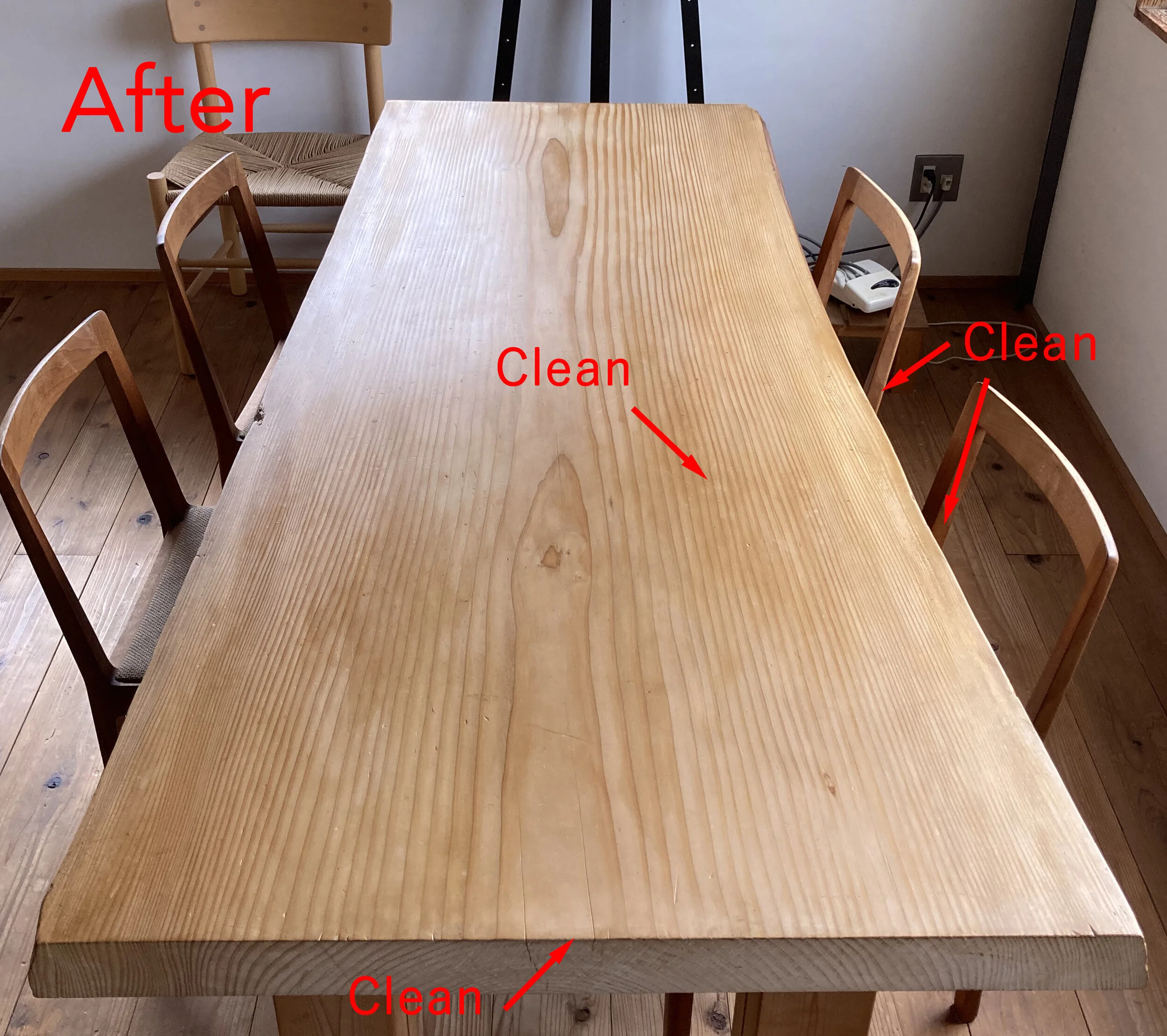無垢板のテーブルメンテナンス
