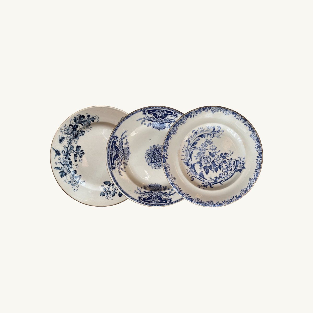 Set of Mismatched Antique Plates
