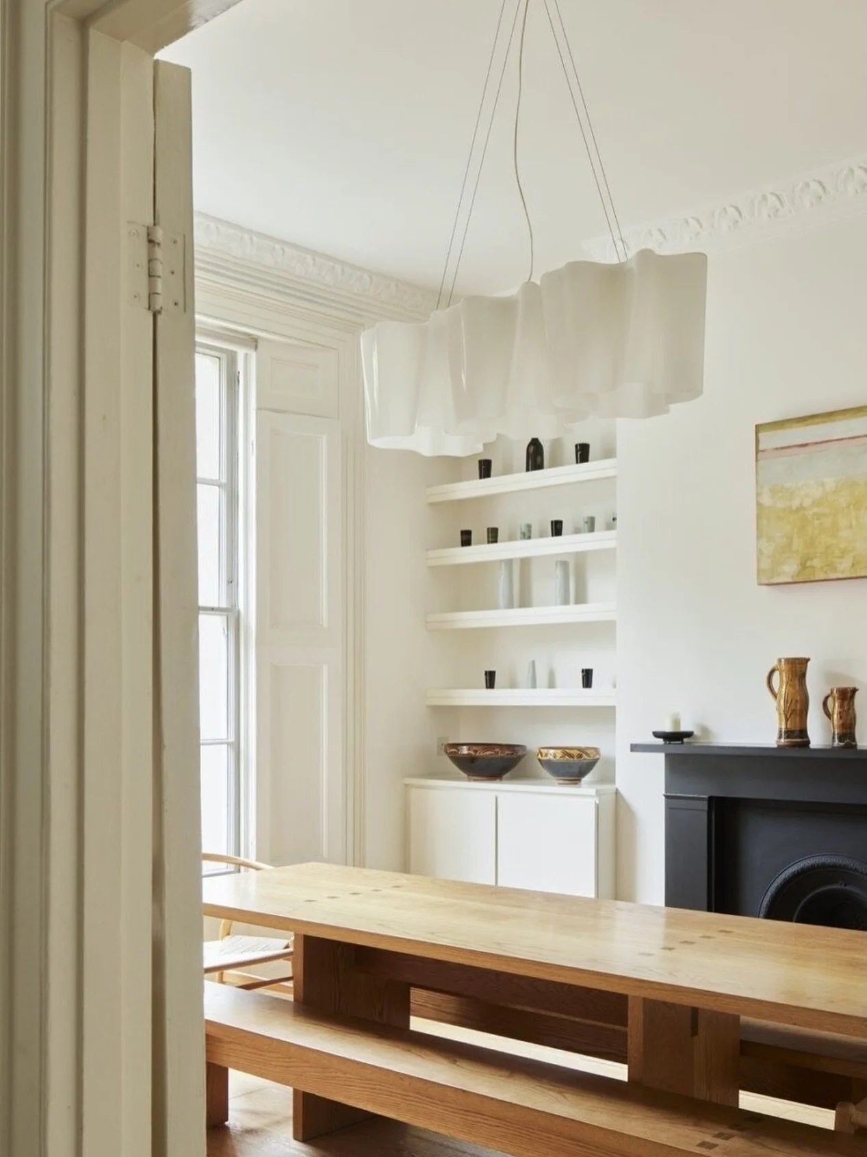 Item no. 223 of things that I absolutely love / but would never buy because I can&rsquo;t imagine how I would clean it. 

This pendant.

Utterly beautiful - particularly in this space. I love how the length of the pendant replicates the length of the