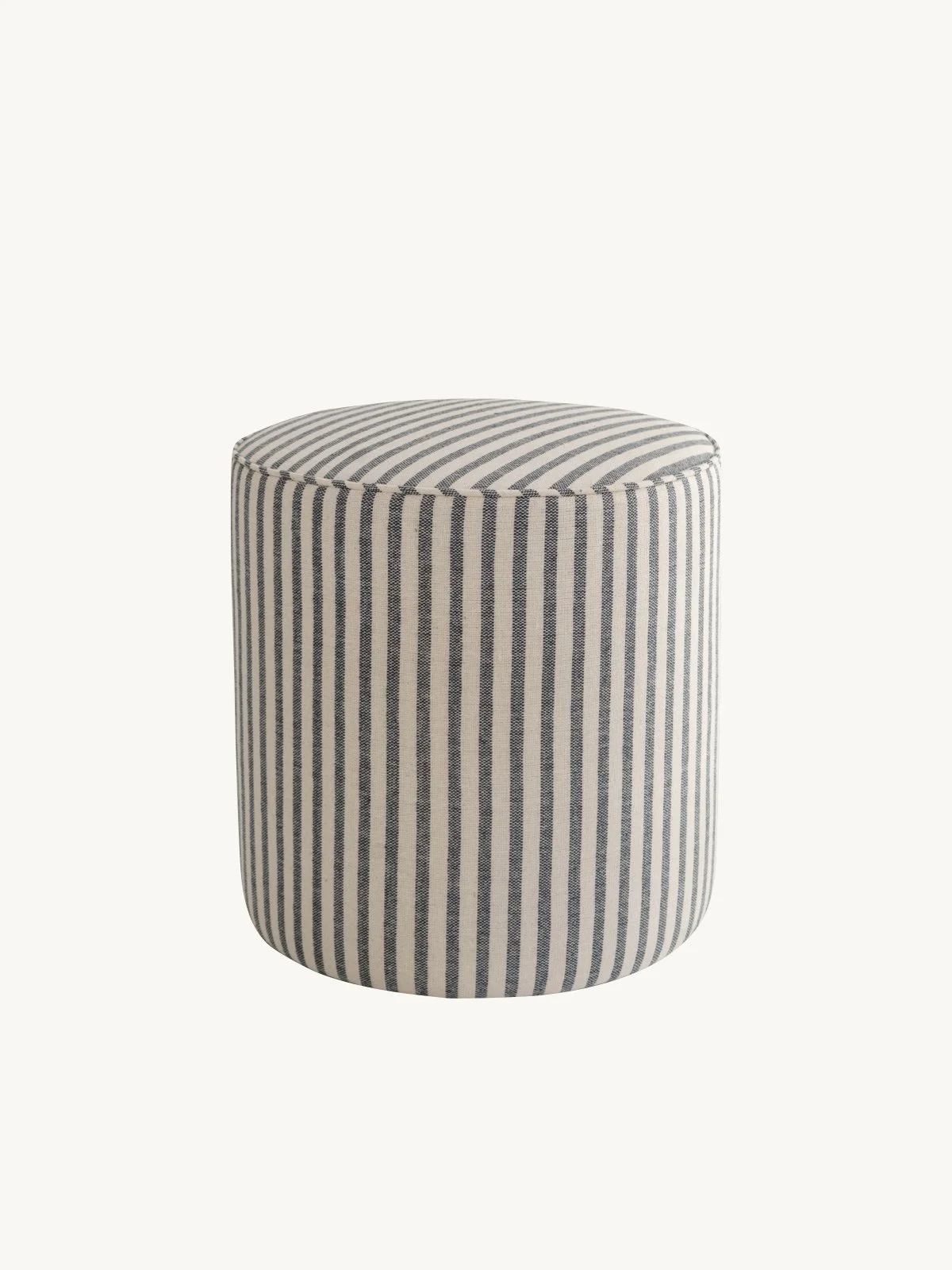 Round Indigo Stripe Ottoman
