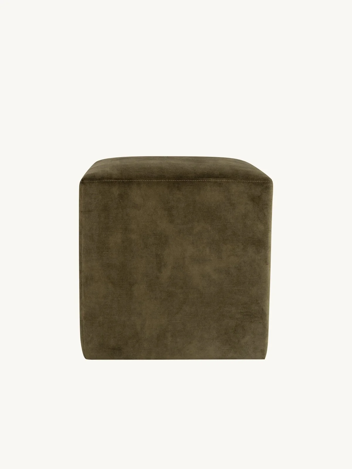 Square Olive Green Velvet Ottoman