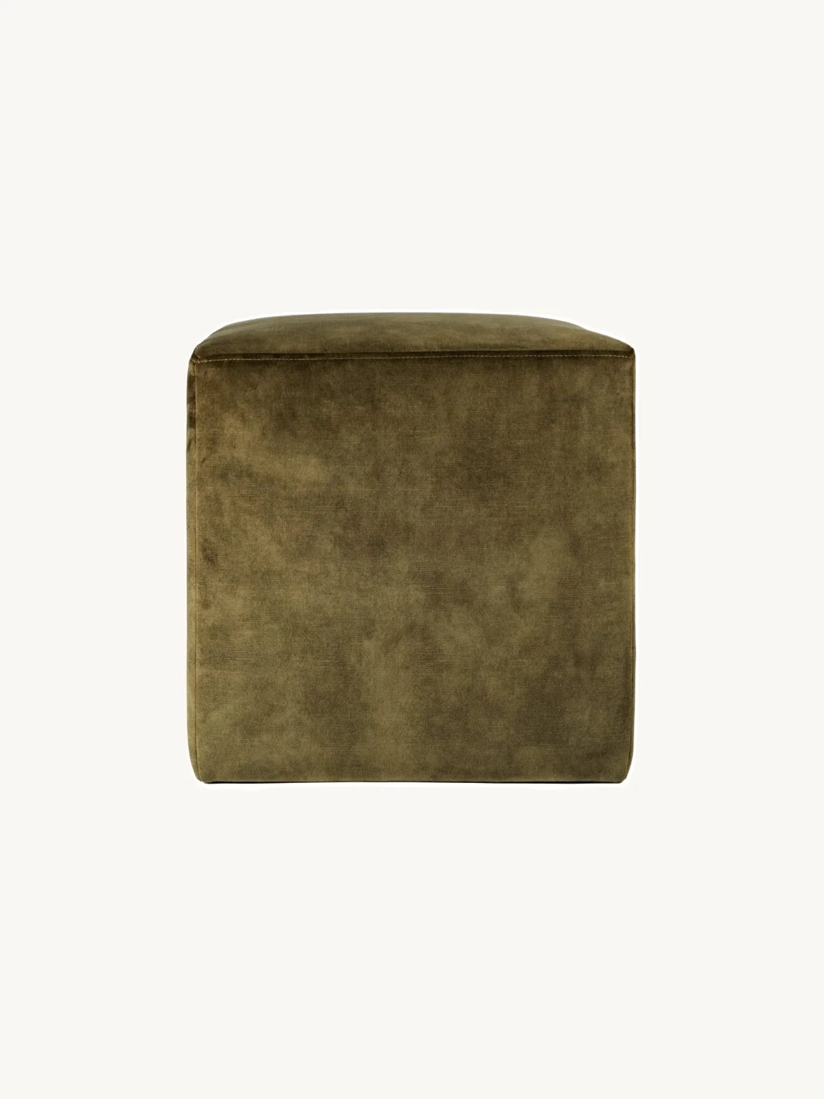 Square Olive Green Velvet Ottoman