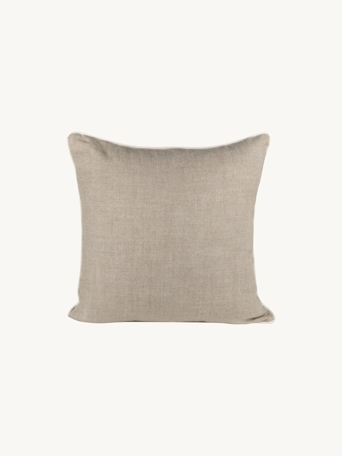 Natural Linen Cushion with White Piping