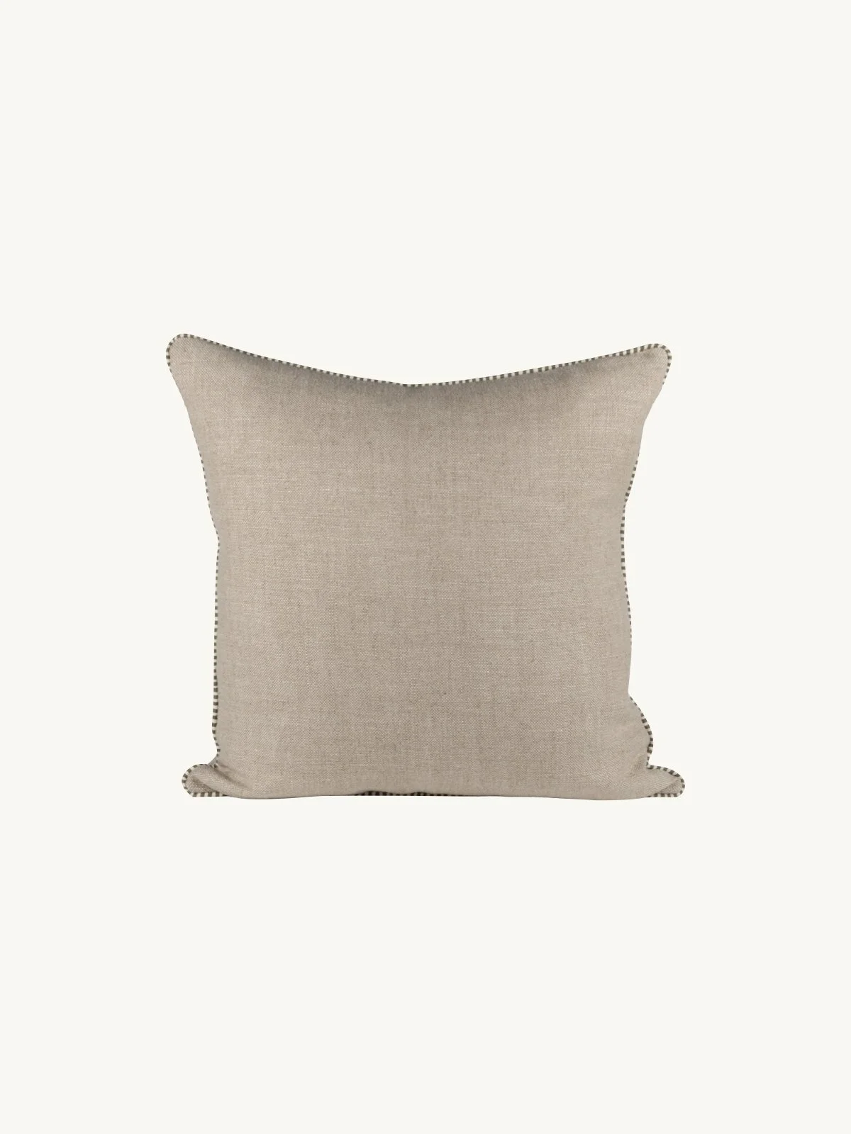 Natural Linen Cushion with Stripe Piping