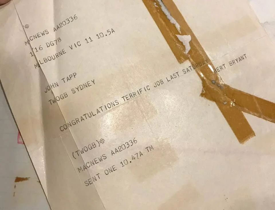 Image of the Telegram from Bert Bryant. 