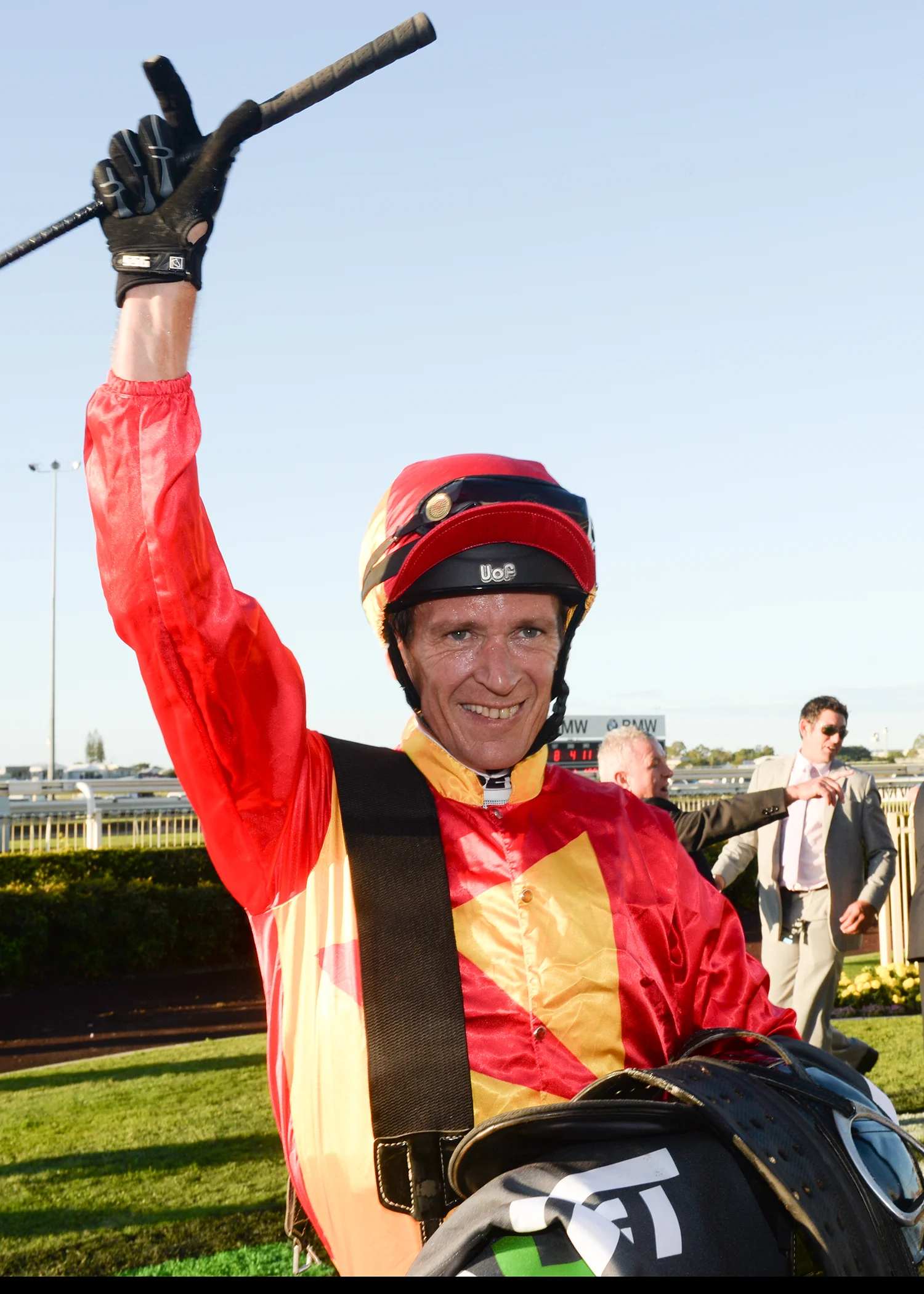 Image courtesy Trackside Photography - Glen Colless after winning the BTC Cup Group 1.
