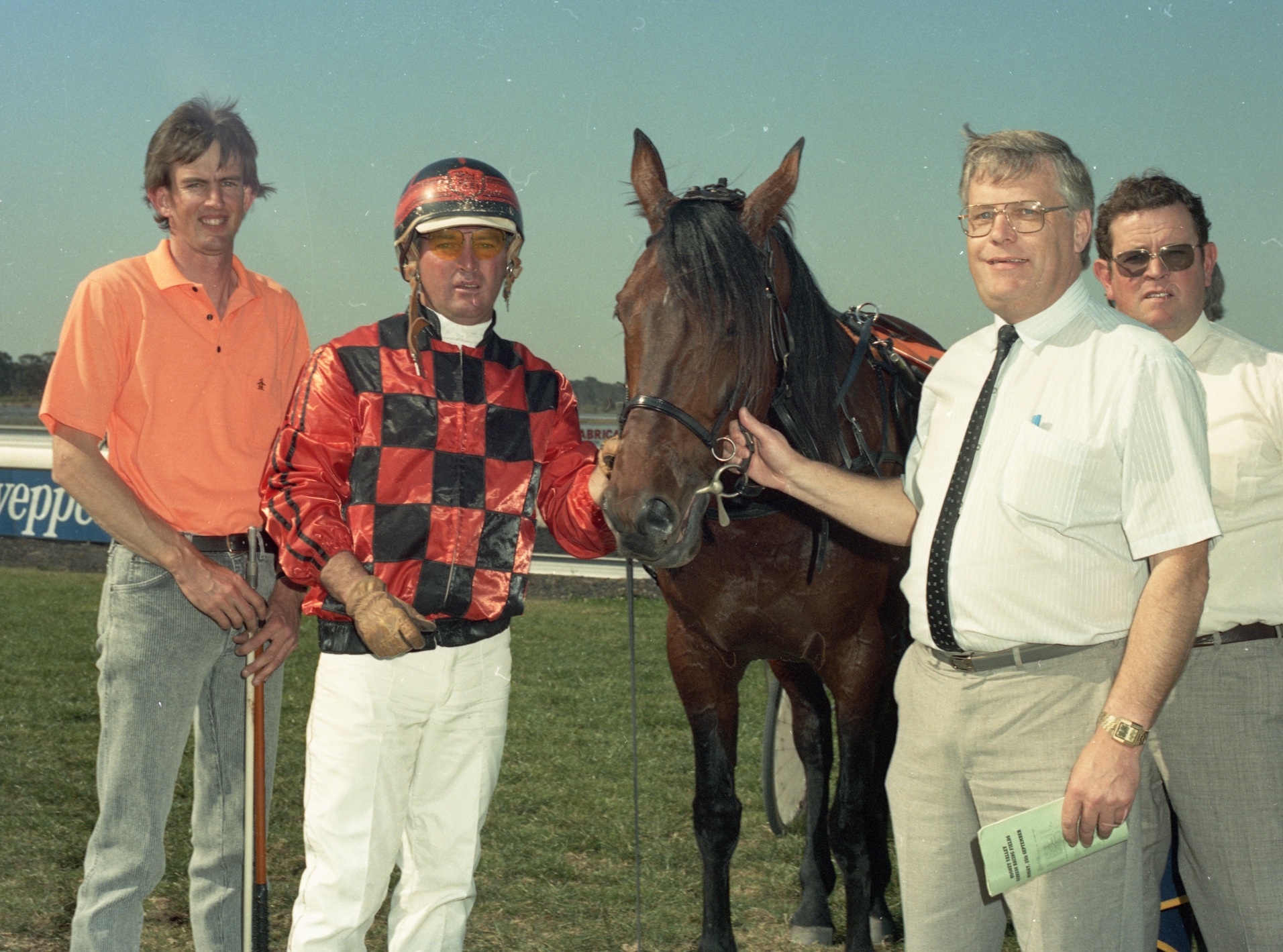 Image courtesy National Trotguide - Howard with his mentor, Brian Hancock, Wyong 1989.