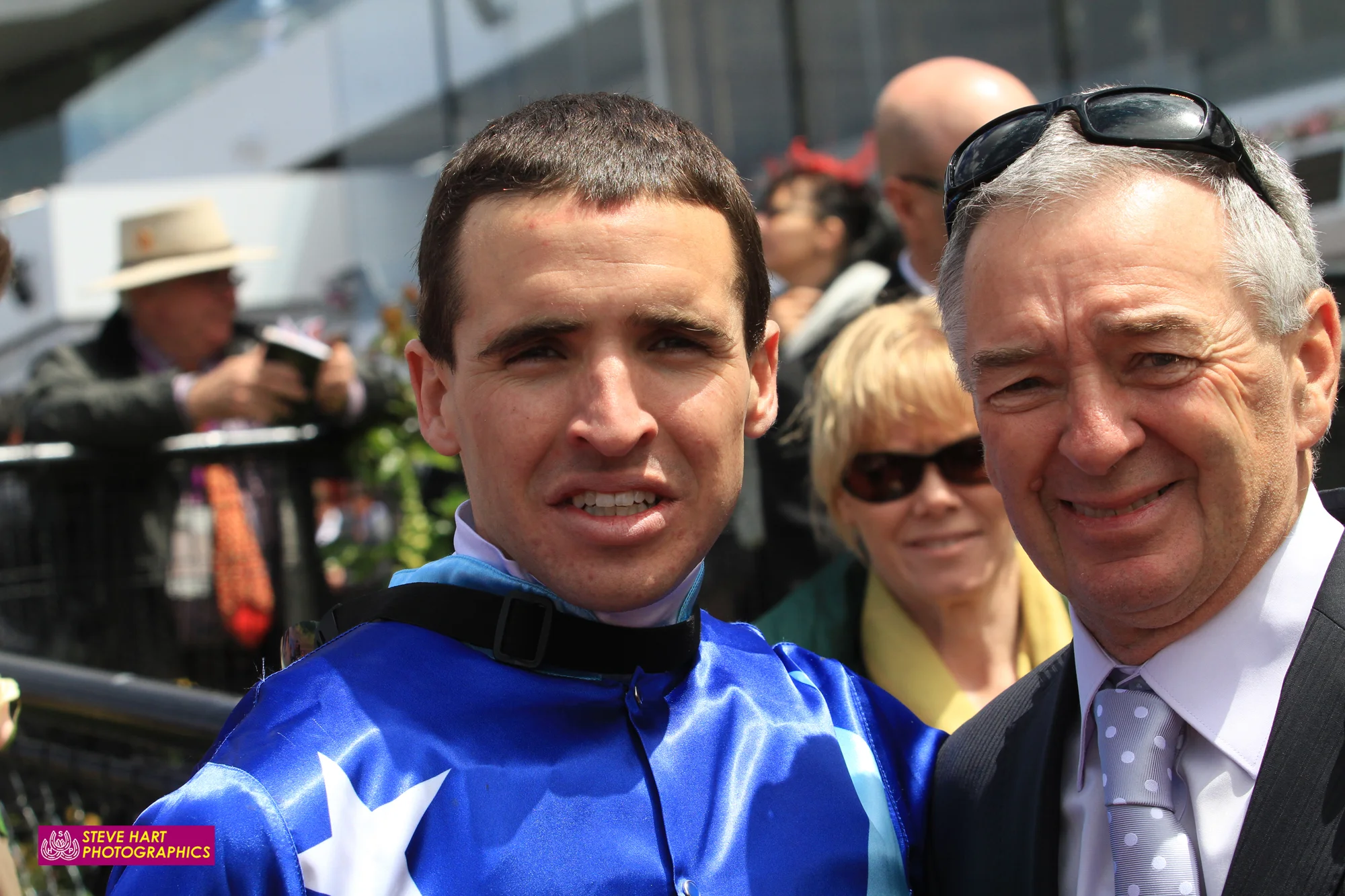 Image courtesy Steve Hart Photographics - Alan Scorse with Michael Rodd after Who’s Ready’s win at Flemington 2010.